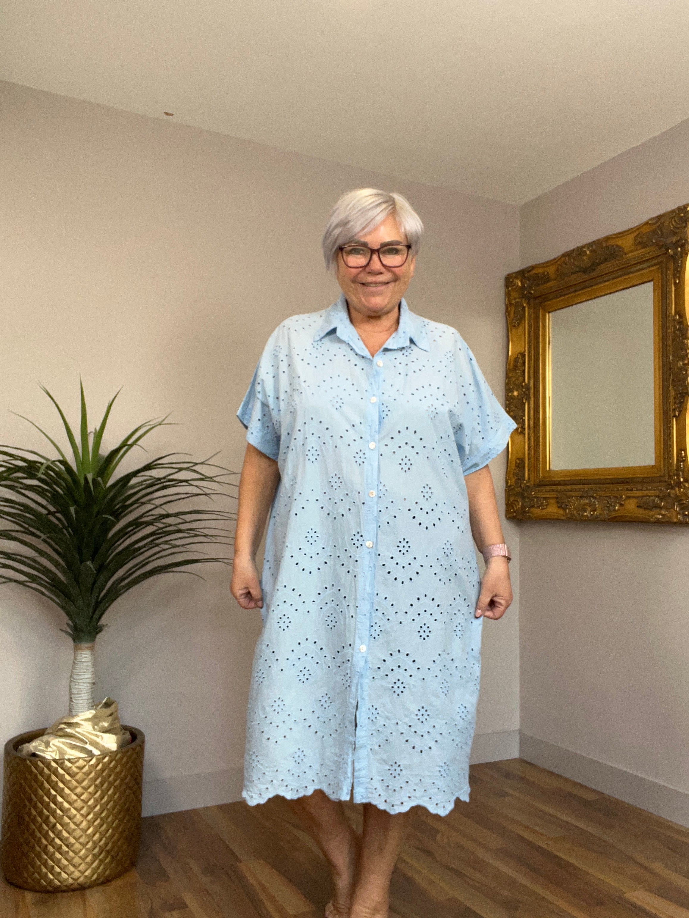 Broiderie Anglaise Shirt Dress/Cover Up