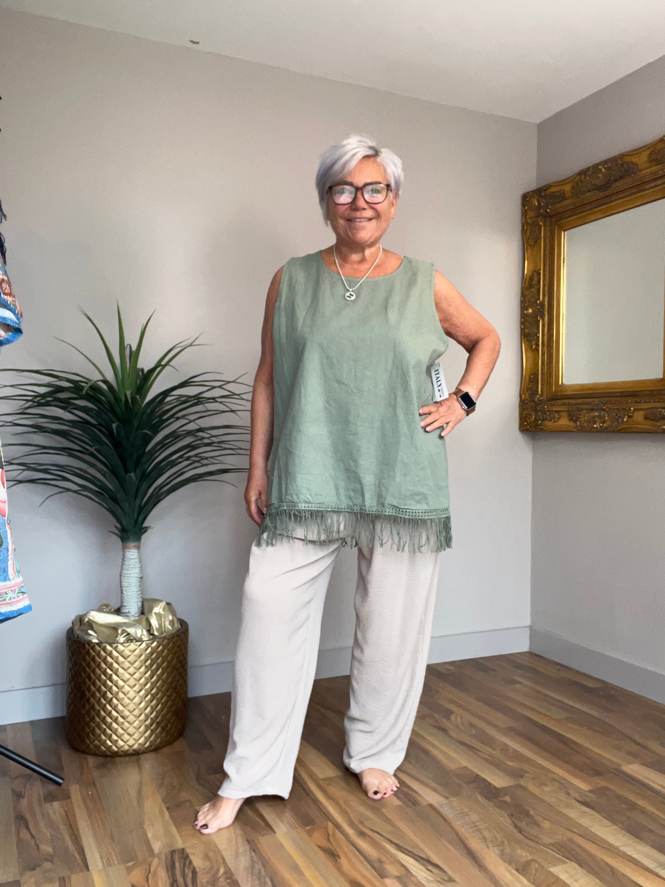 Cotton & Linen Mix Tassel Vest
