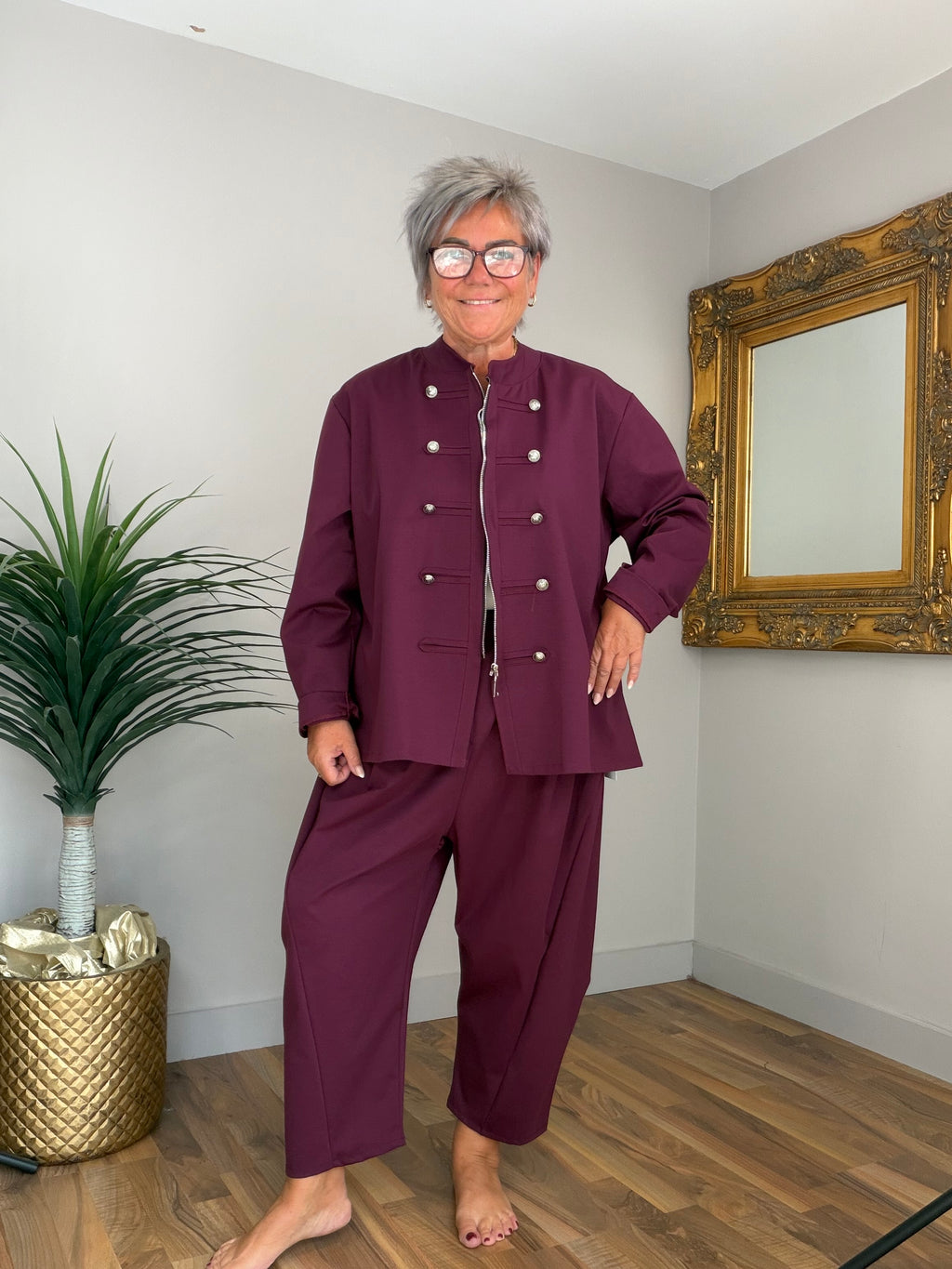 3/4 Barrel Leg Lightweight Scuba Stretch Pants (matching military jacket available)