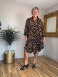 🔥Sale No Return - Black/Caramel Animal Shirt/Tunic Dress