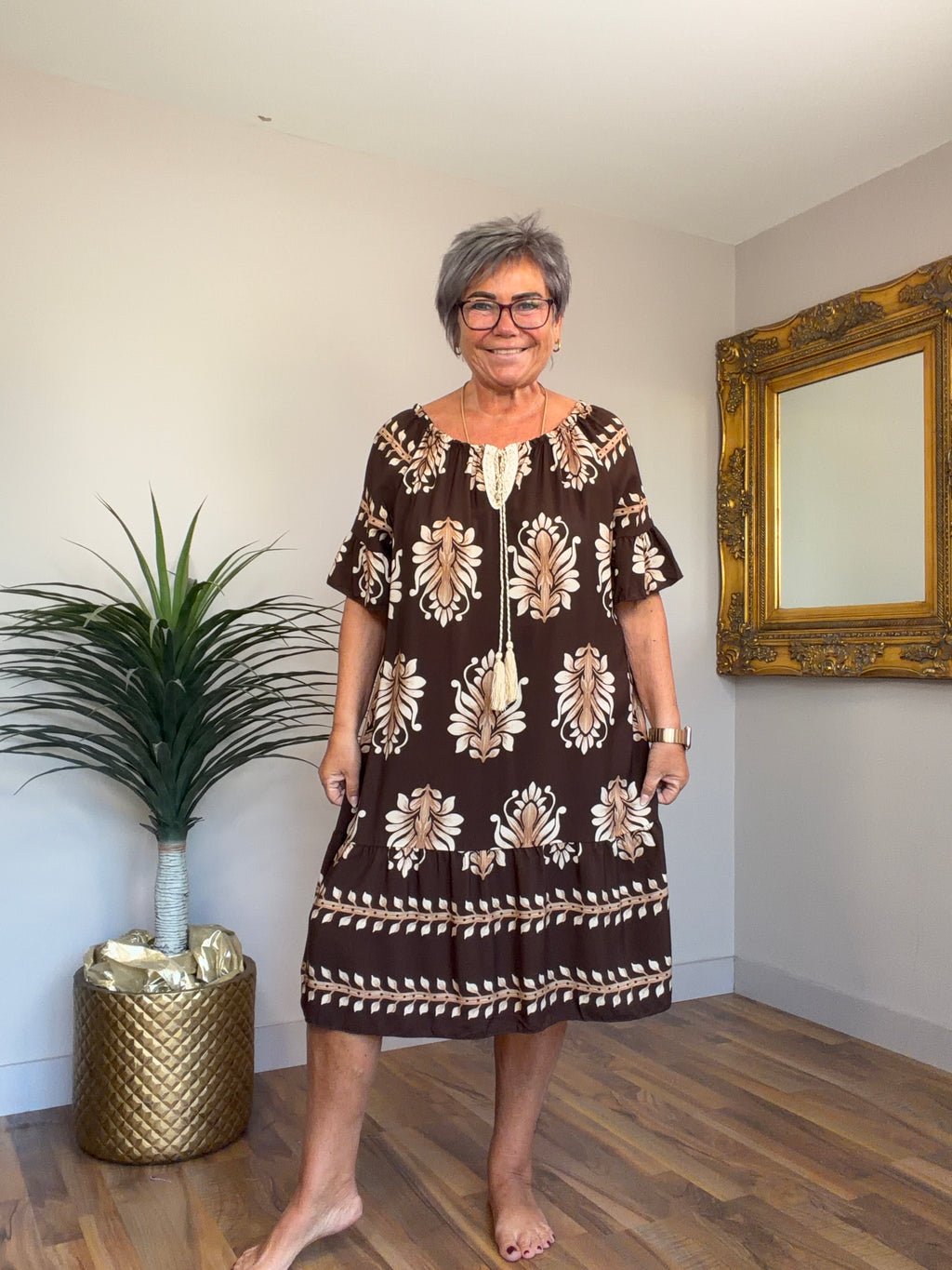 Damask Bardot Dress