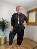 Black Military Jacket & Cropped Scuba Pants