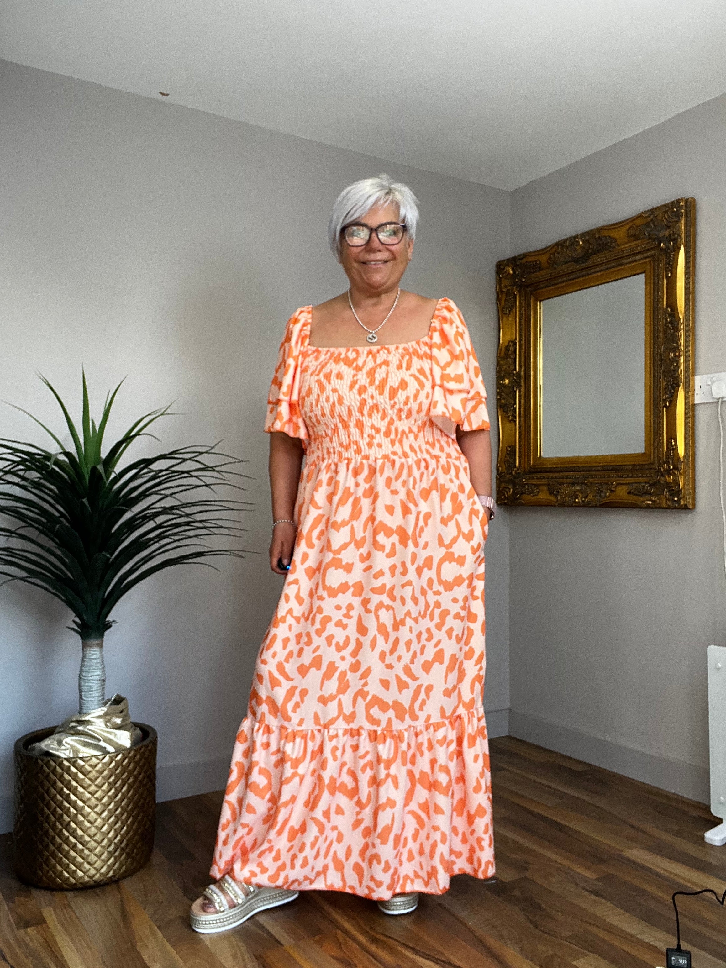 Pattie Patterned Bardot Dress