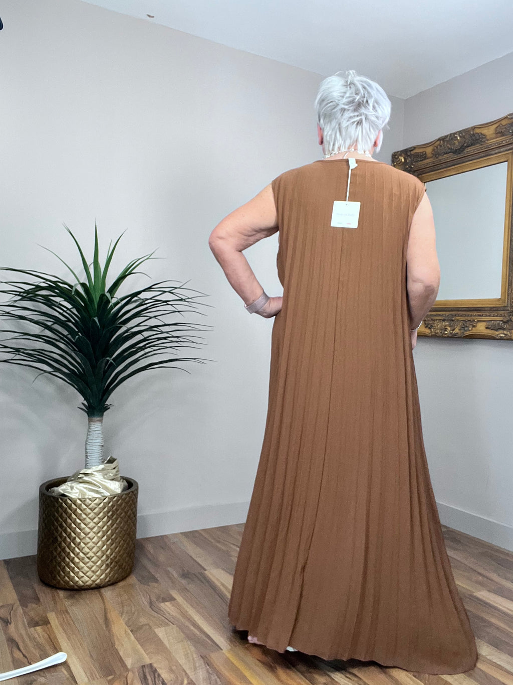 Pleated Bardot Dress