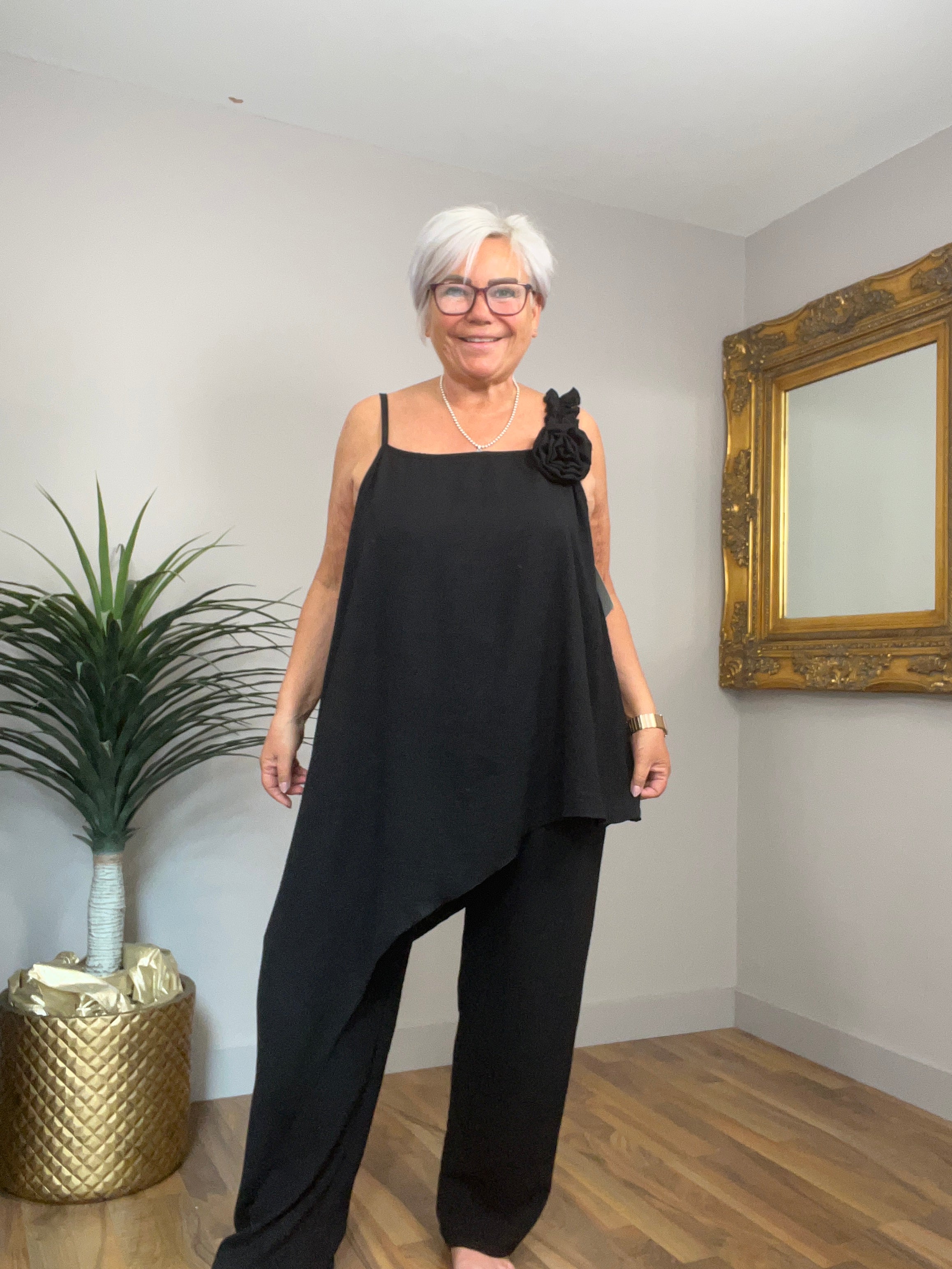 🔥 Sale No Return - Stunning Corsage Asymetric Top (Top Only)