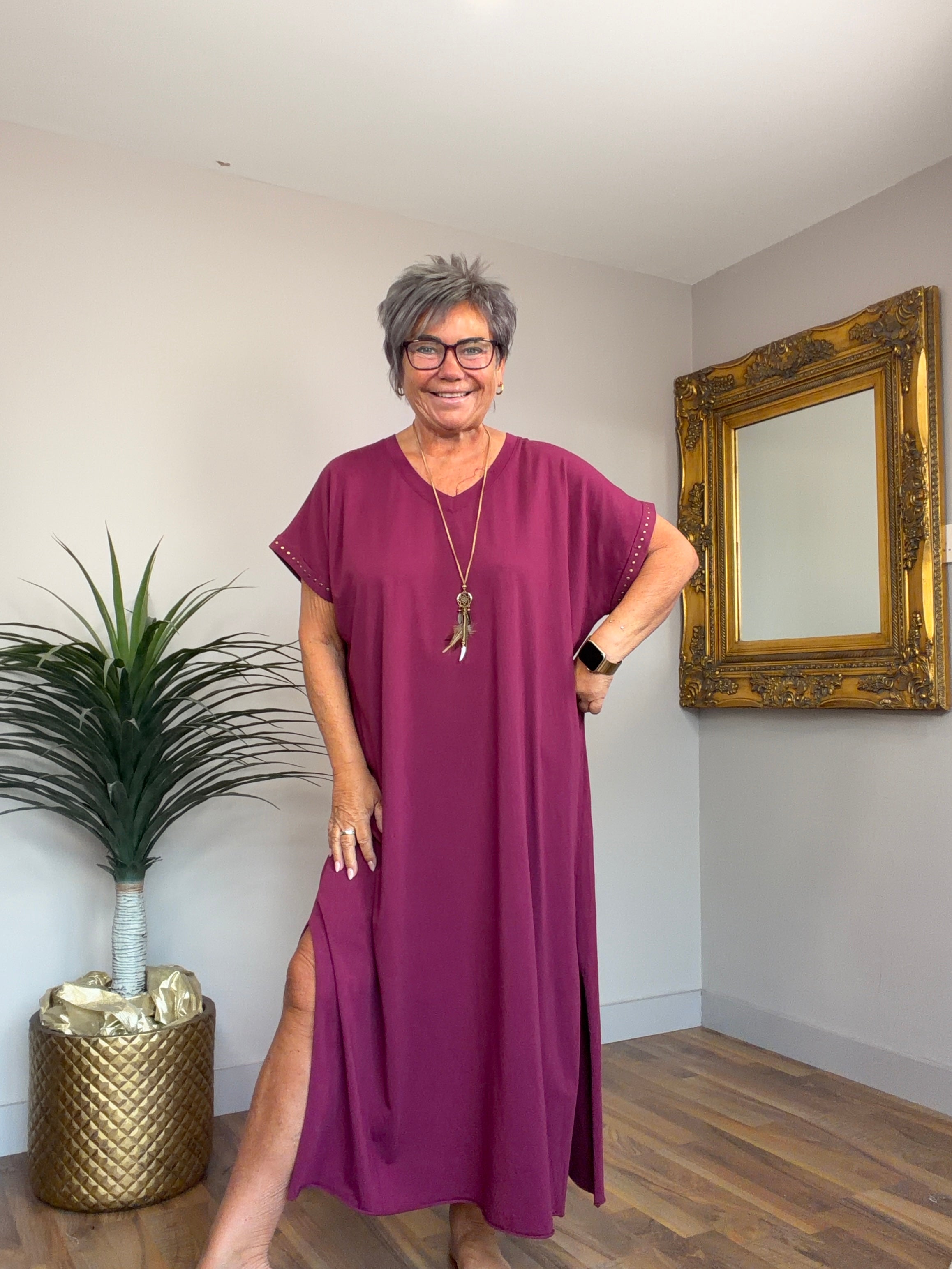 Jody Cotton/Jersey V Neck Dress