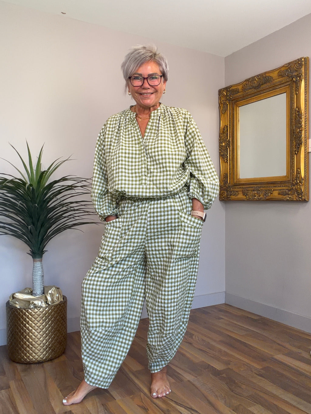 Golden Olive Gingham Co- Ord