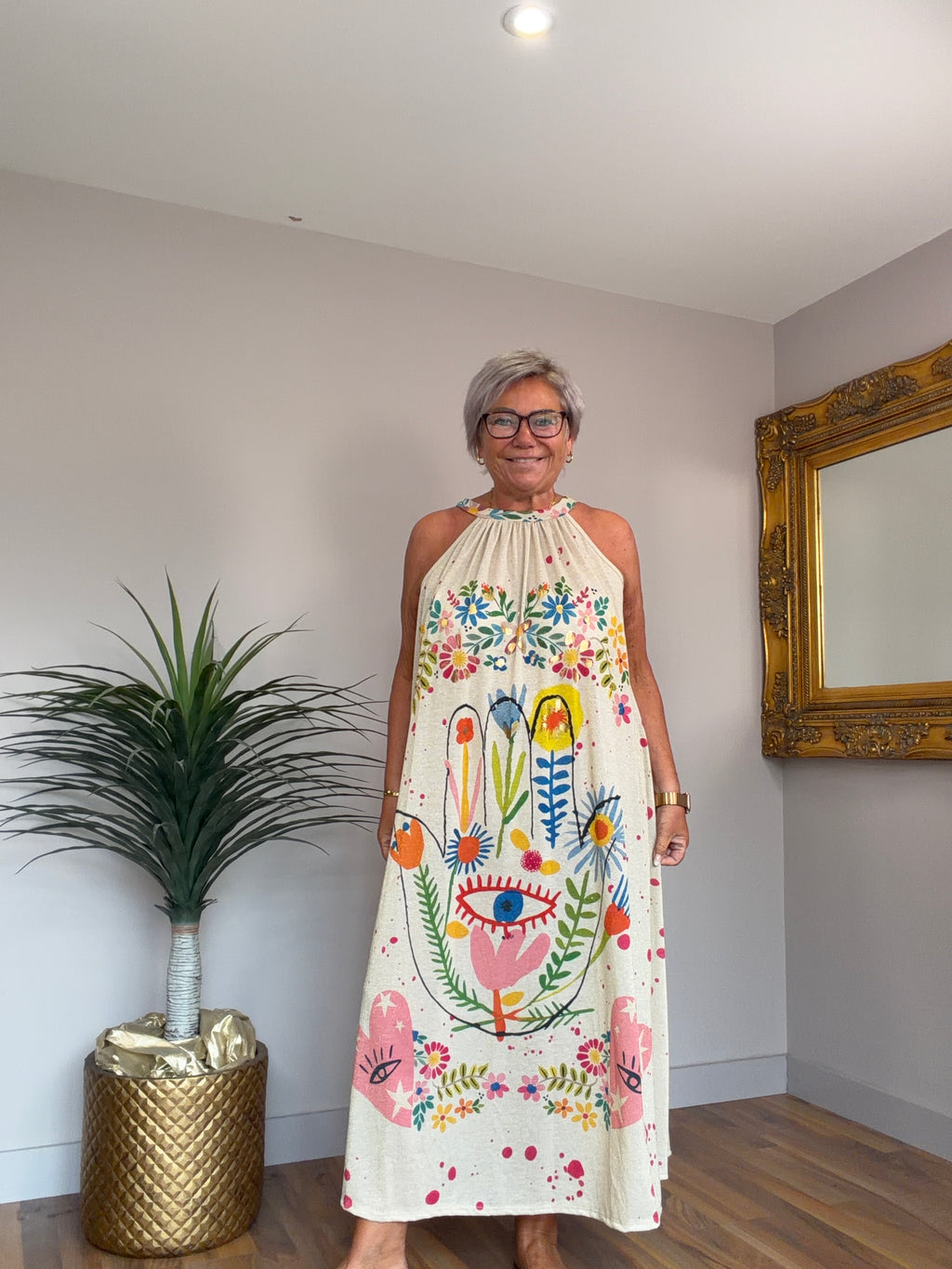 Halter Beck Hamza Lurex Dress