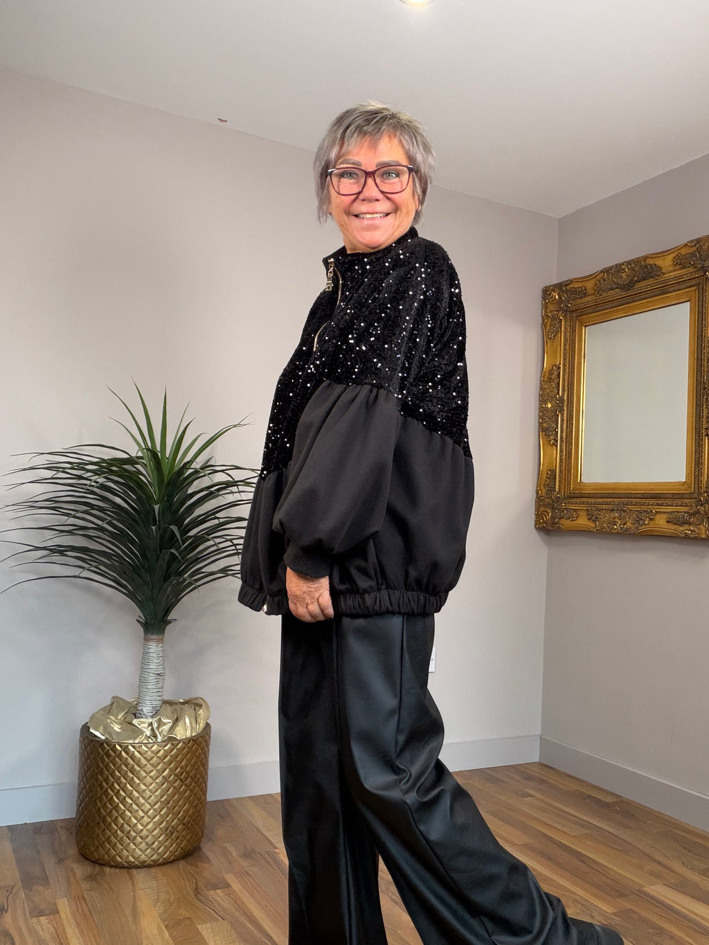 Sequin Style Zip through Jacket