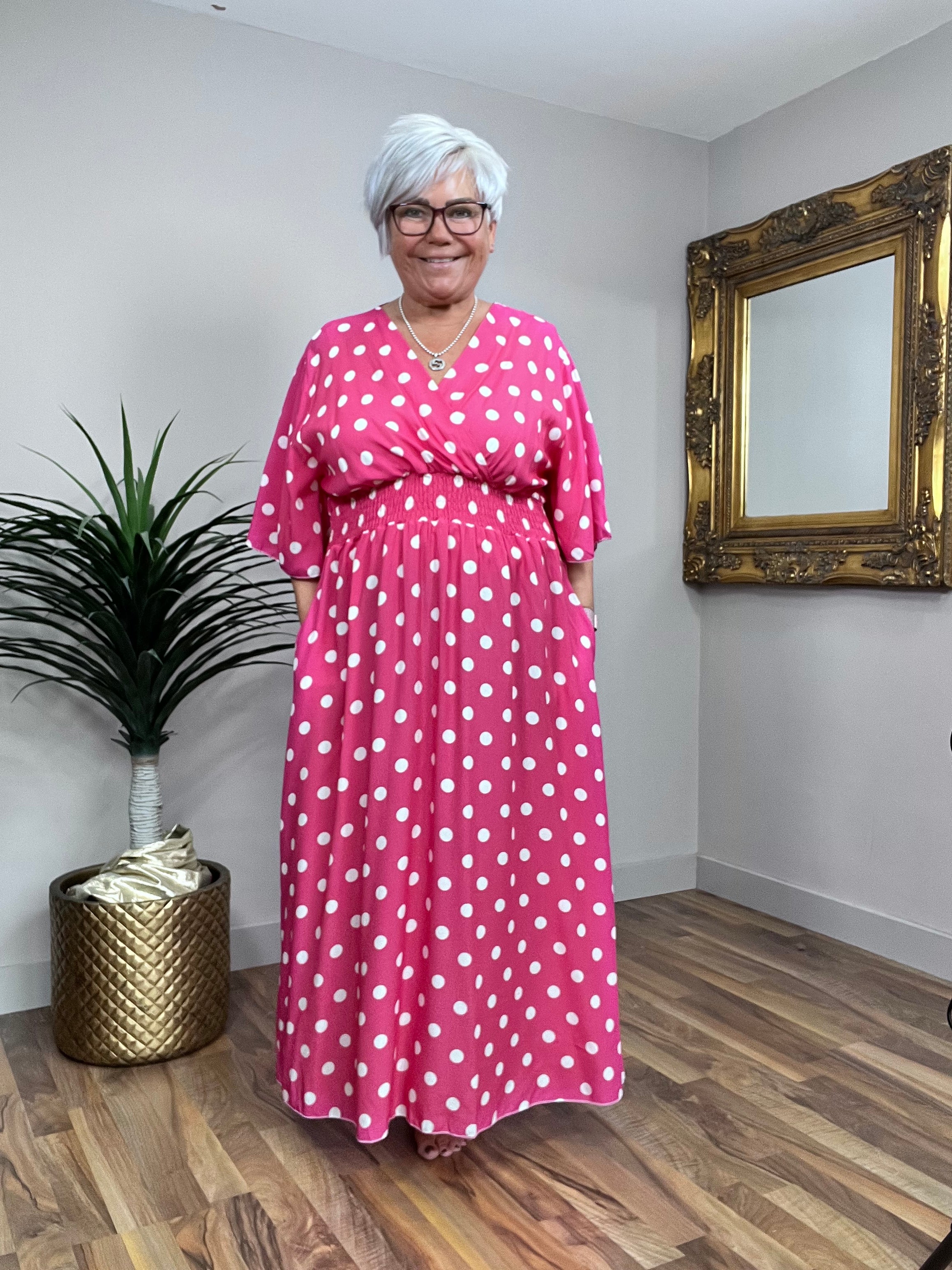 Polka Dot mock wrap Dress