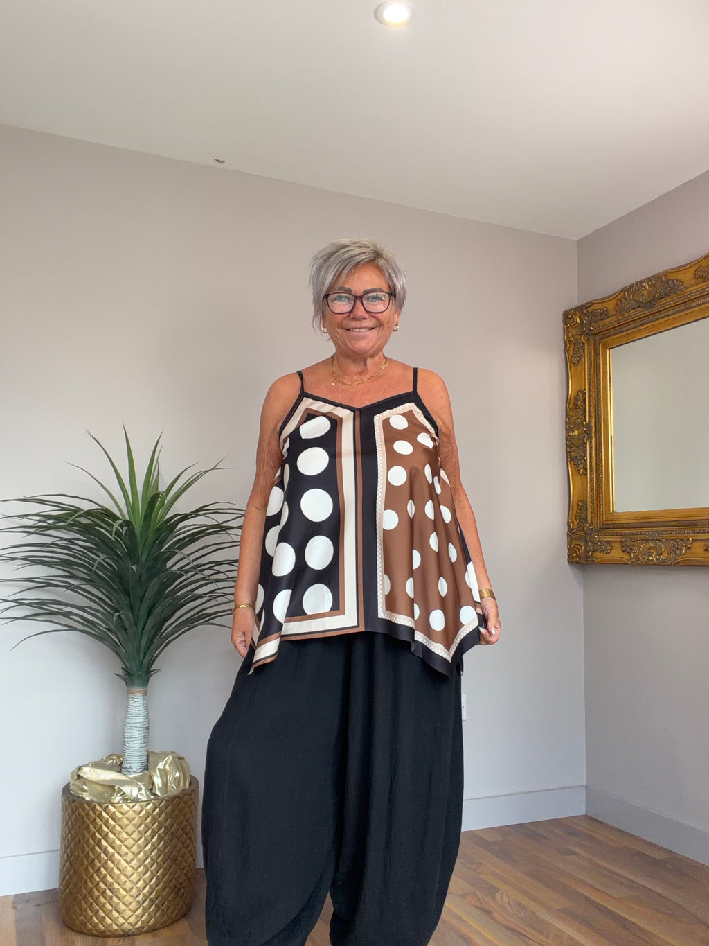 🔥 Sale No Return - Porscha Silk Mix Polka Dot Vest Top