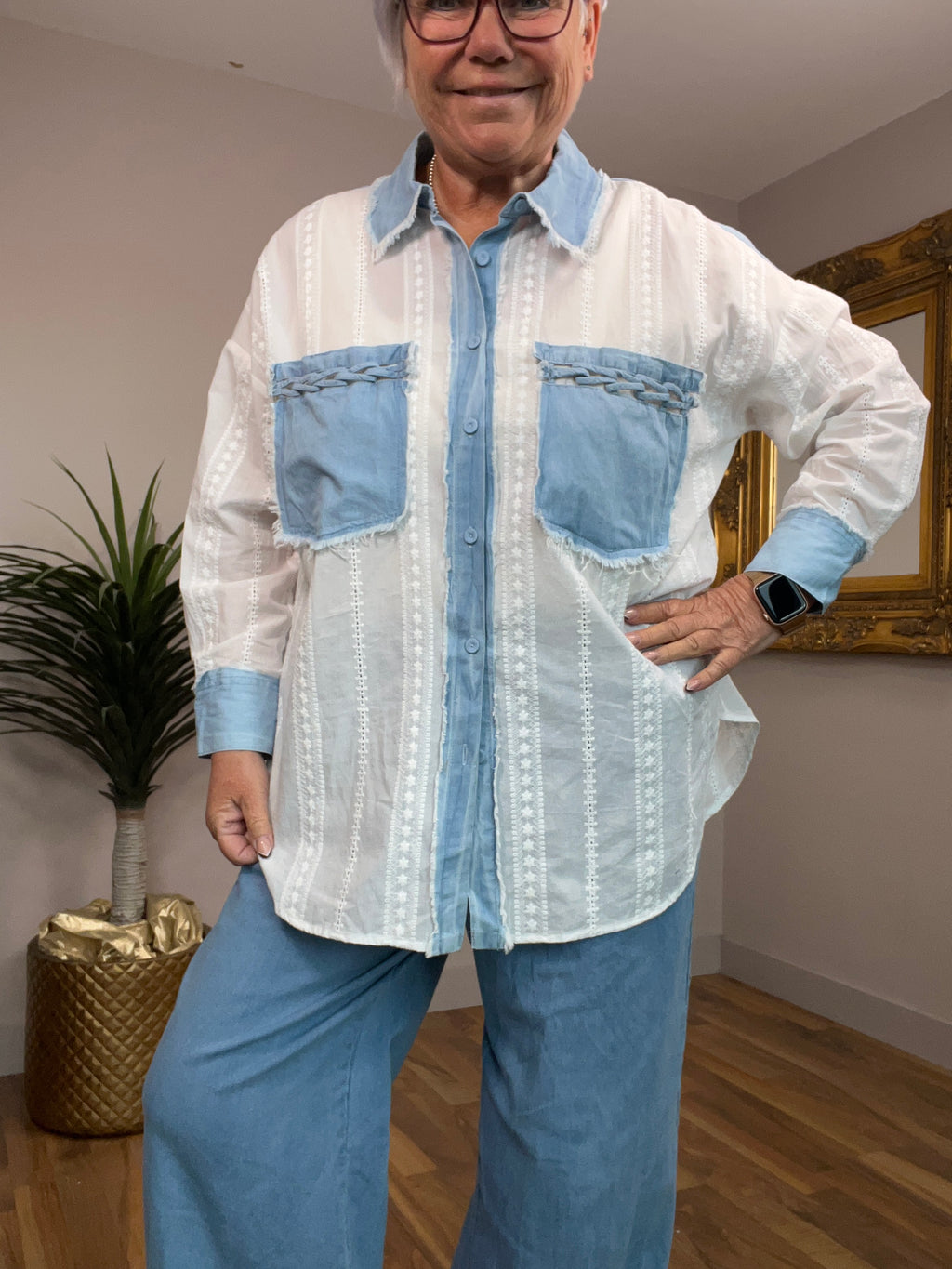 Coastal Breeze Embroidered  Shirt