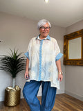 Glitz Denim Trimmed Top