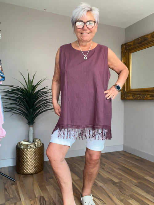 Cotton & Linen Mix Tassel Vest
