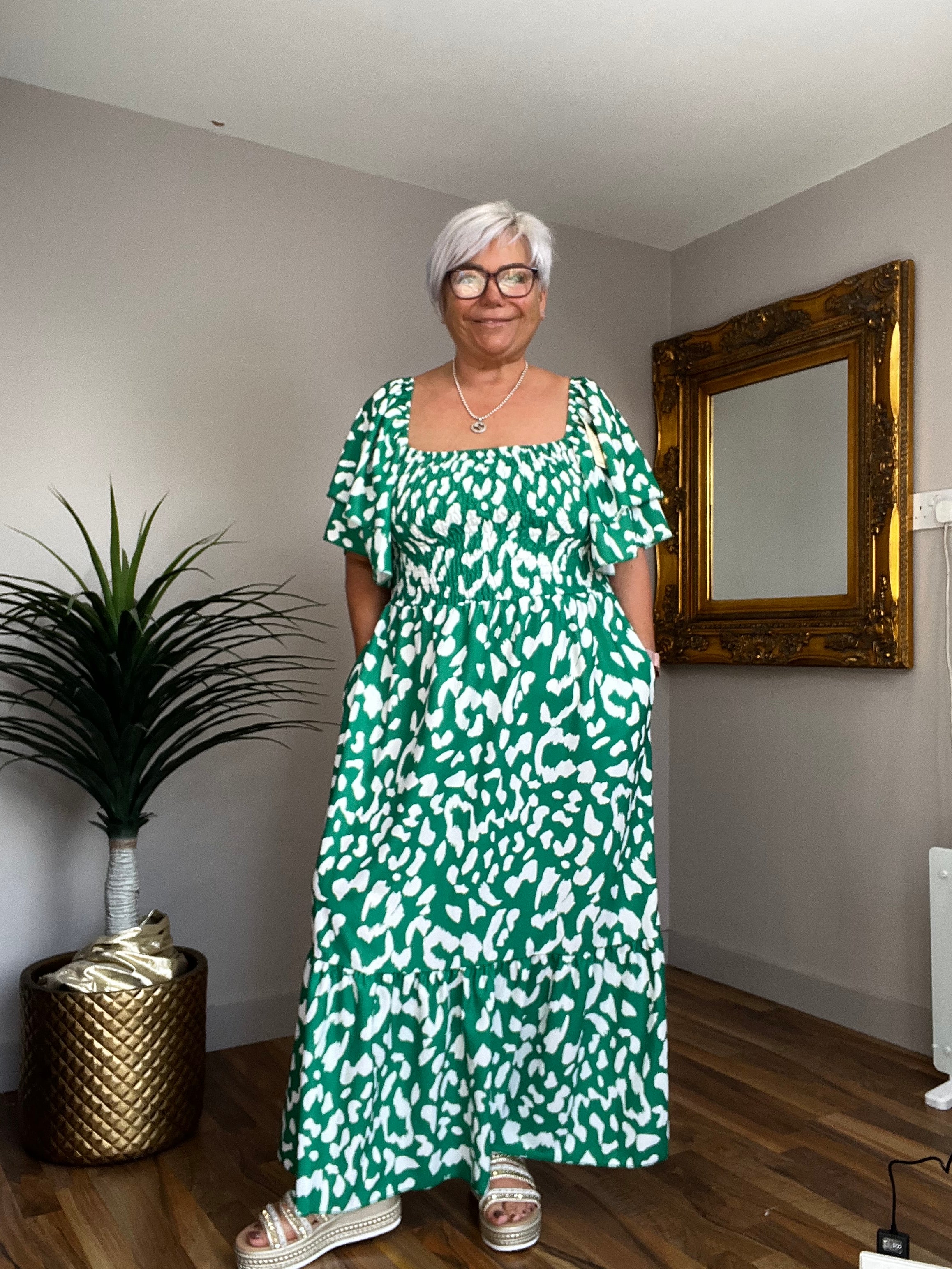 Pattie Patterned Bardot Dress