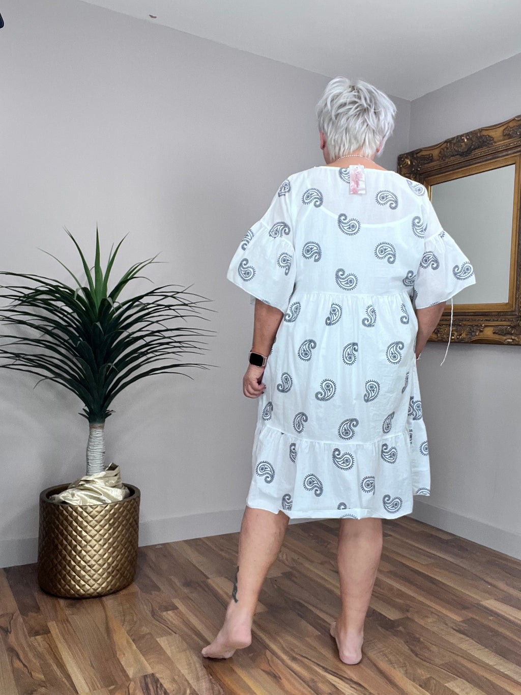 🔥 Sale No Return - Cotton Lightweight Paisley Smock Style Dress/Cover Up