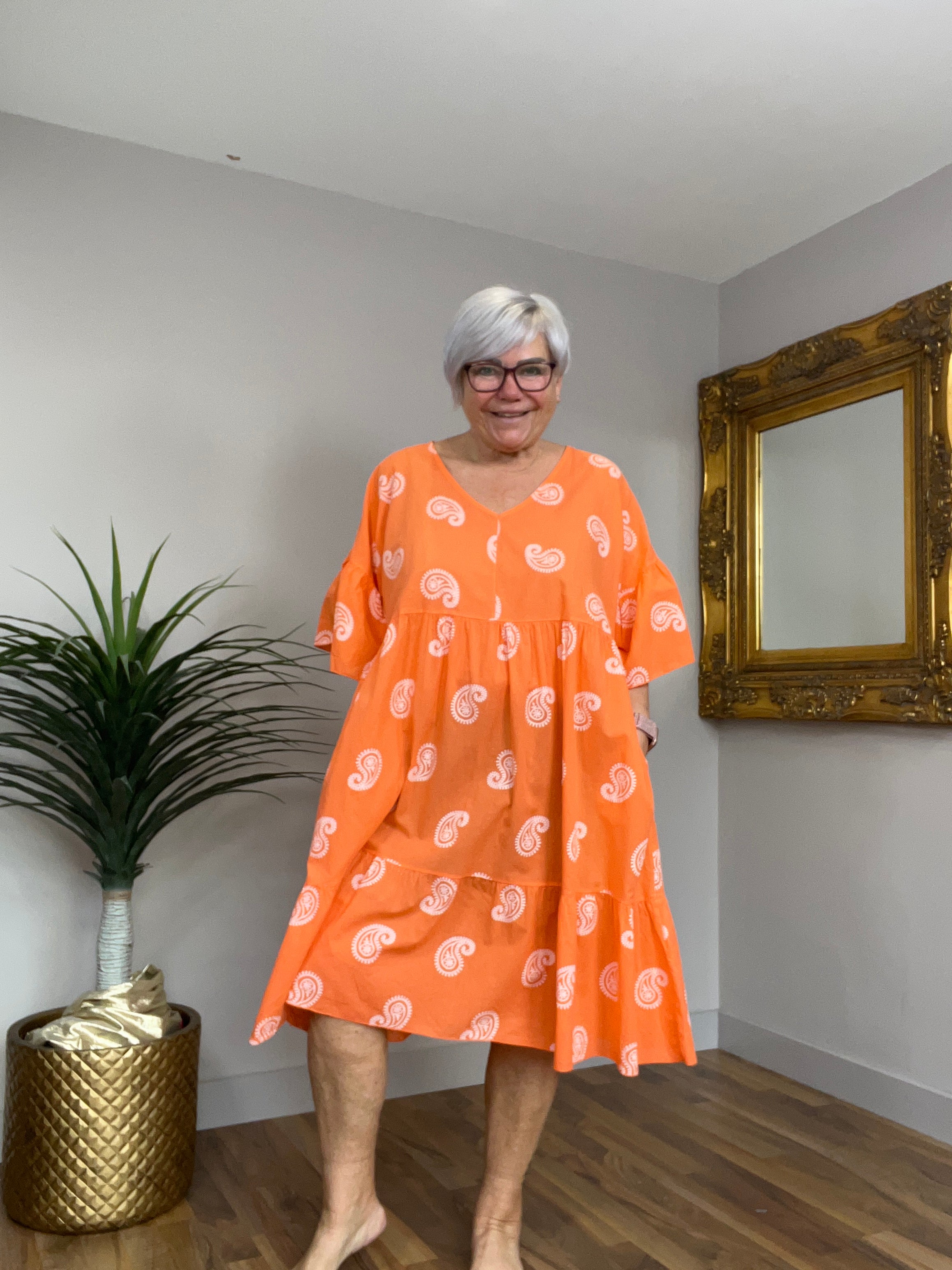 🔥 Sale No Return - Cotton Lightweight Paisley Smock Style Dress/Cover Up