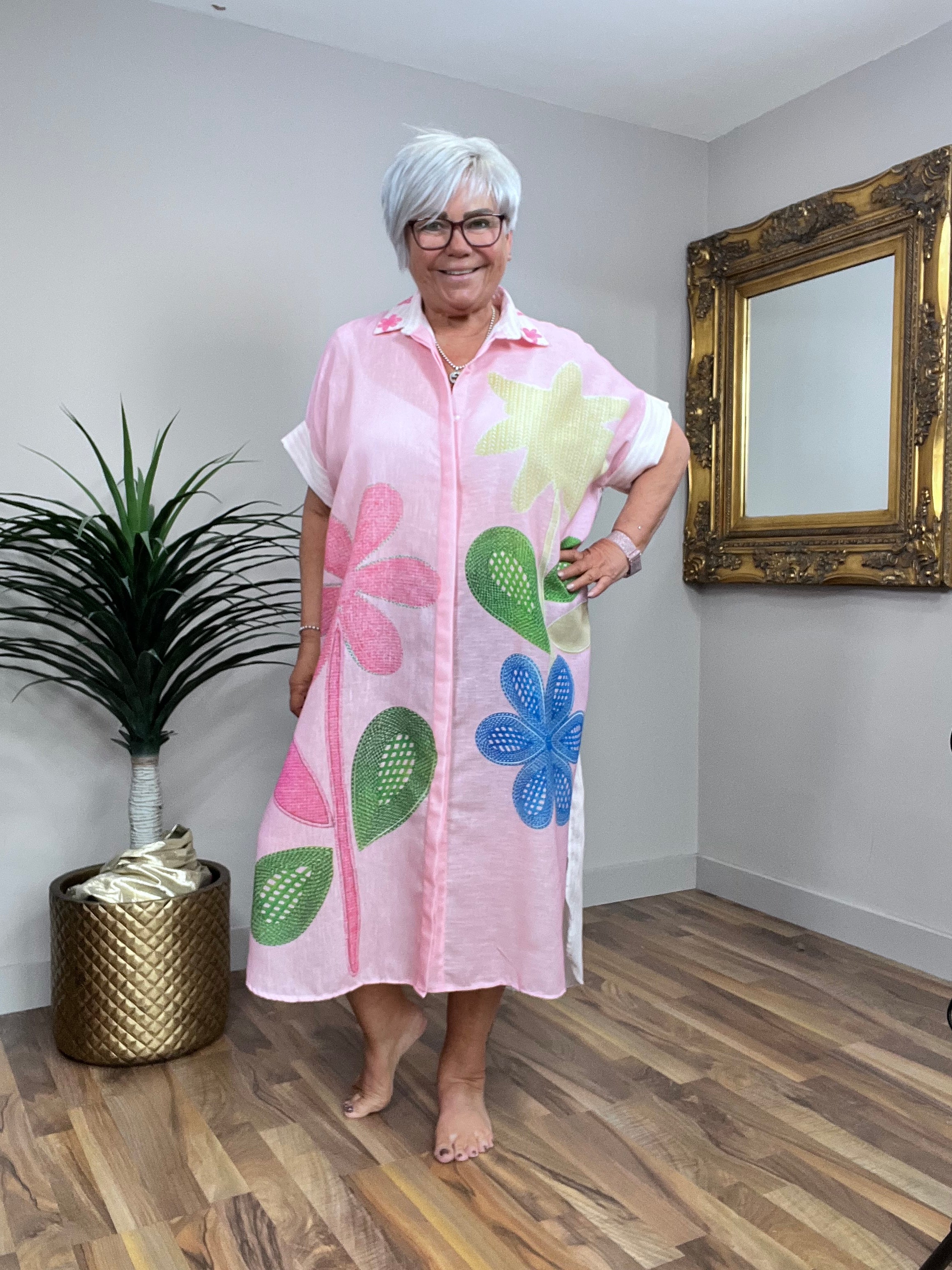 Summer Floral Shirt Dress