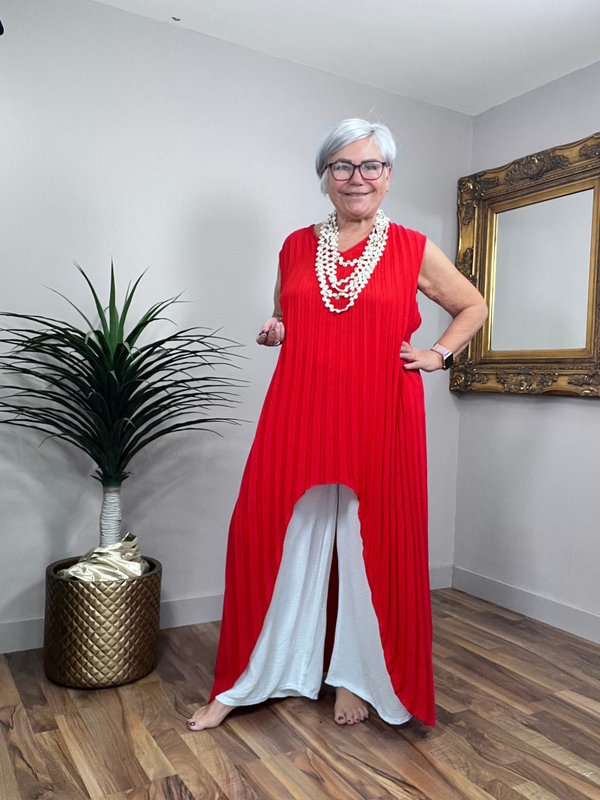 Pleated Bardot Dress