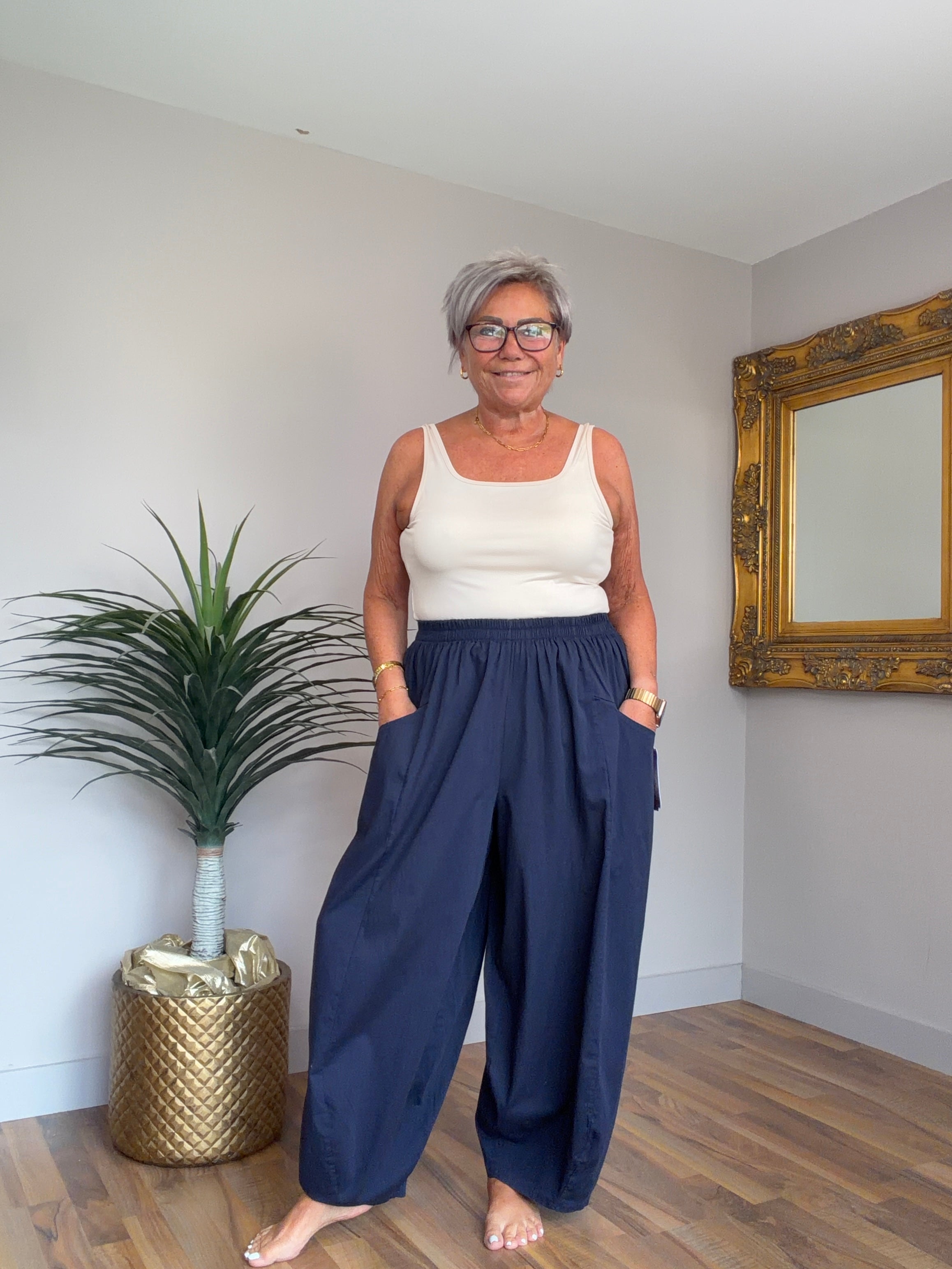 Bonita Barrel Leg Posh Cotton Pants