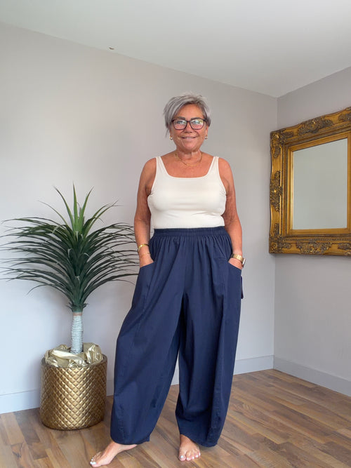 Bonita Barrel Leg Posh Cotton Pants