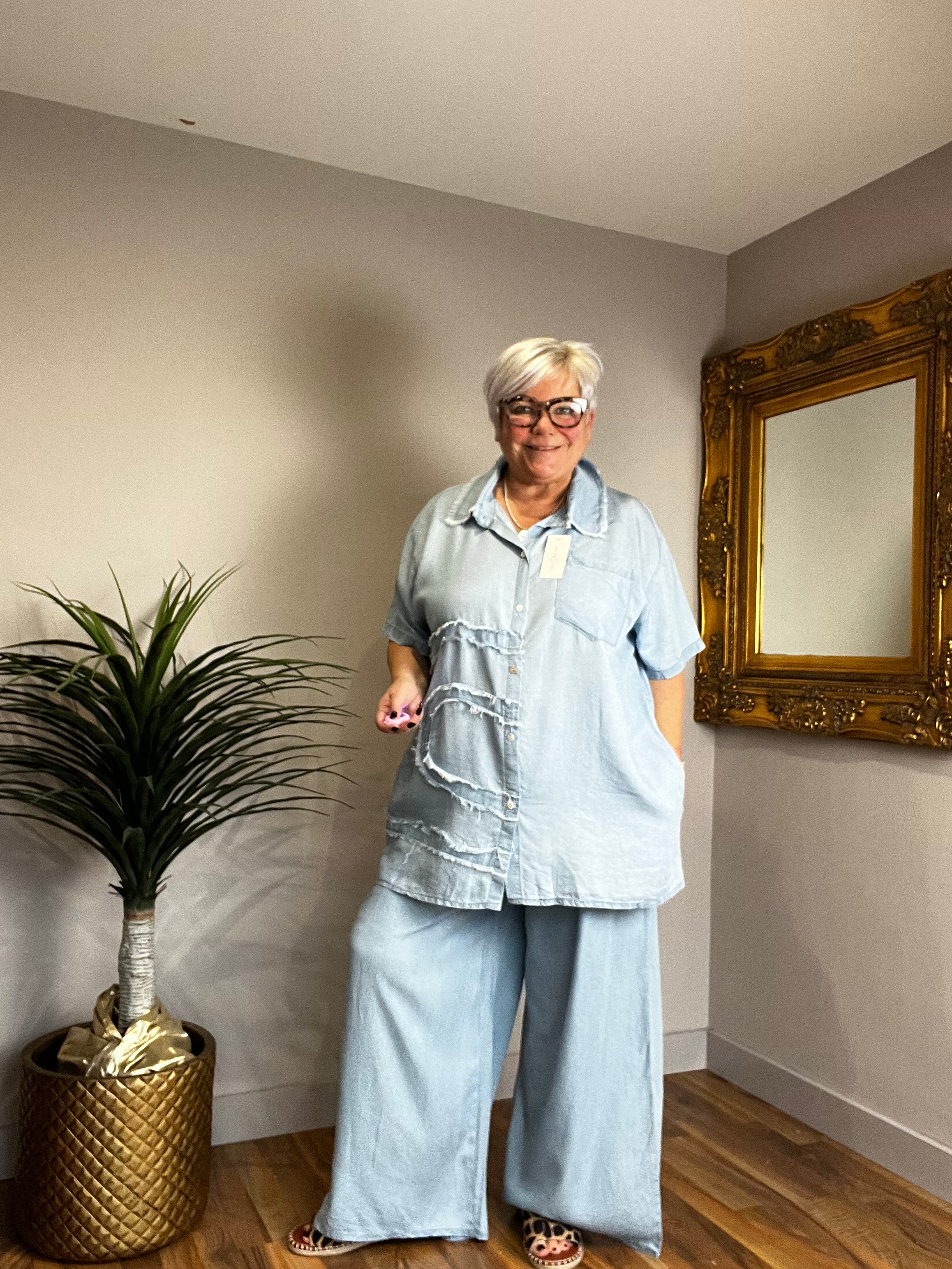 🔥 Sale No Return - Chambray Frayed Edge Shirt