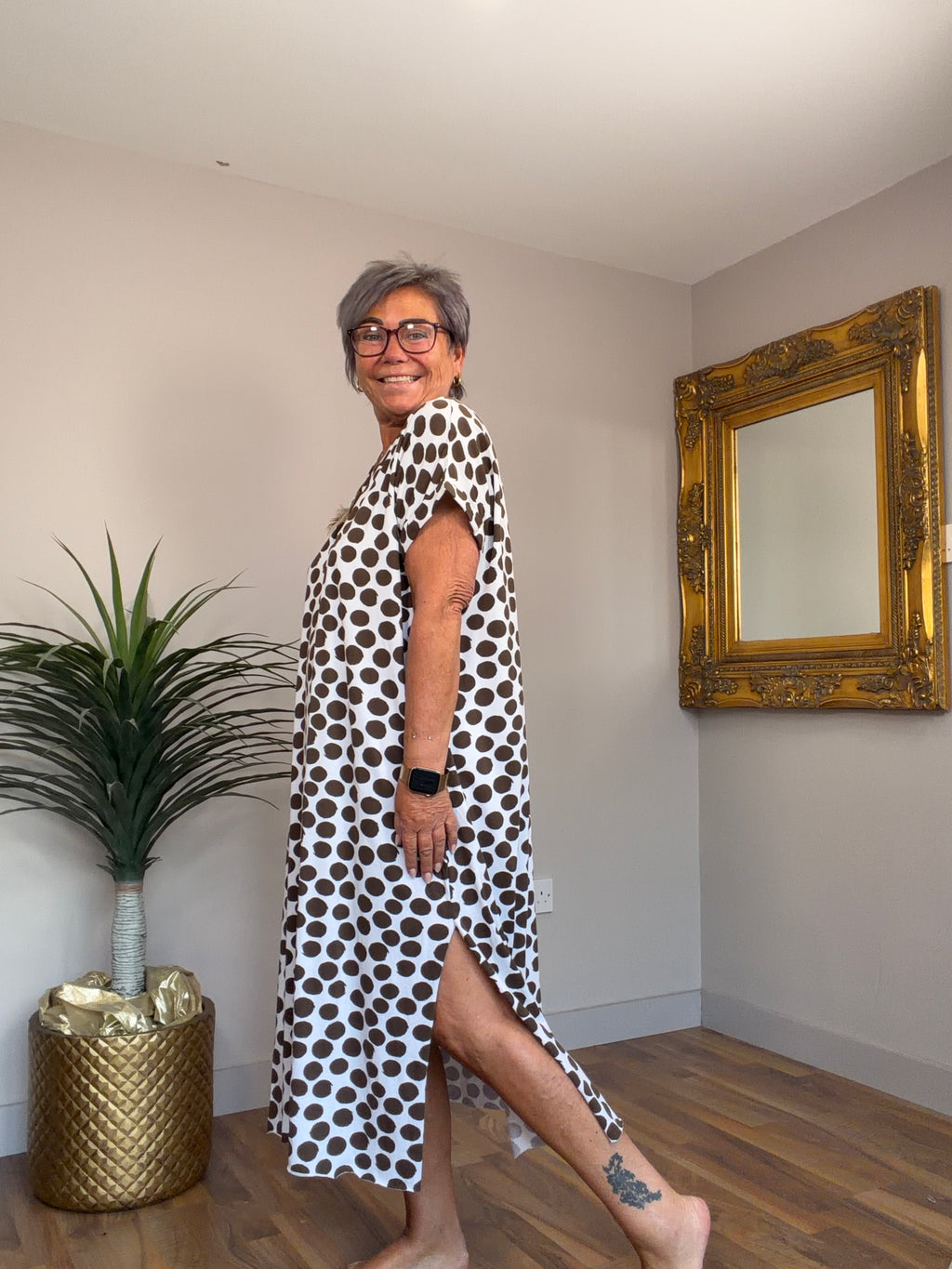 Petra Polka Dot Cotton/Jersey Dress