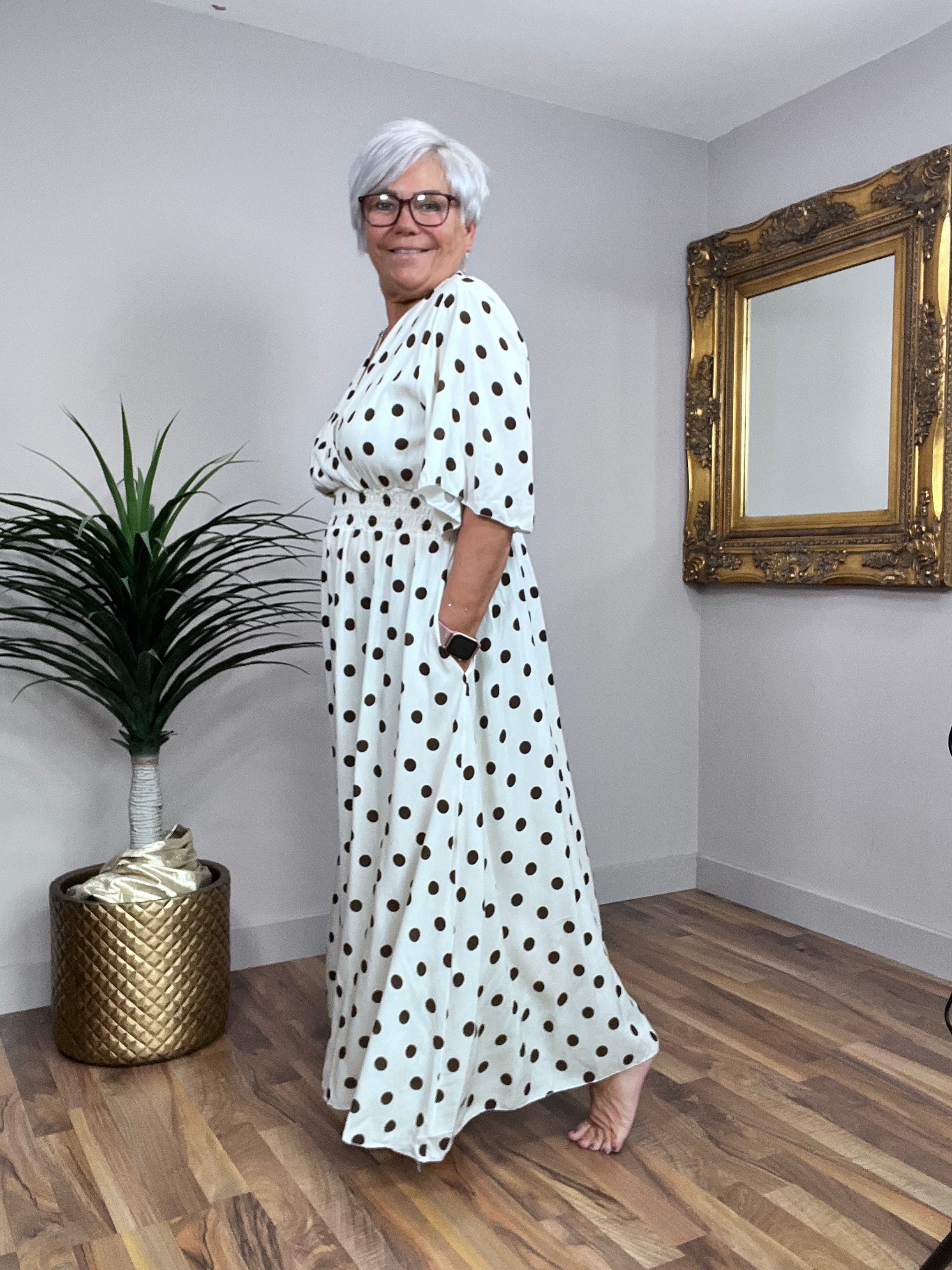 Polka Dot mock wrap Dress