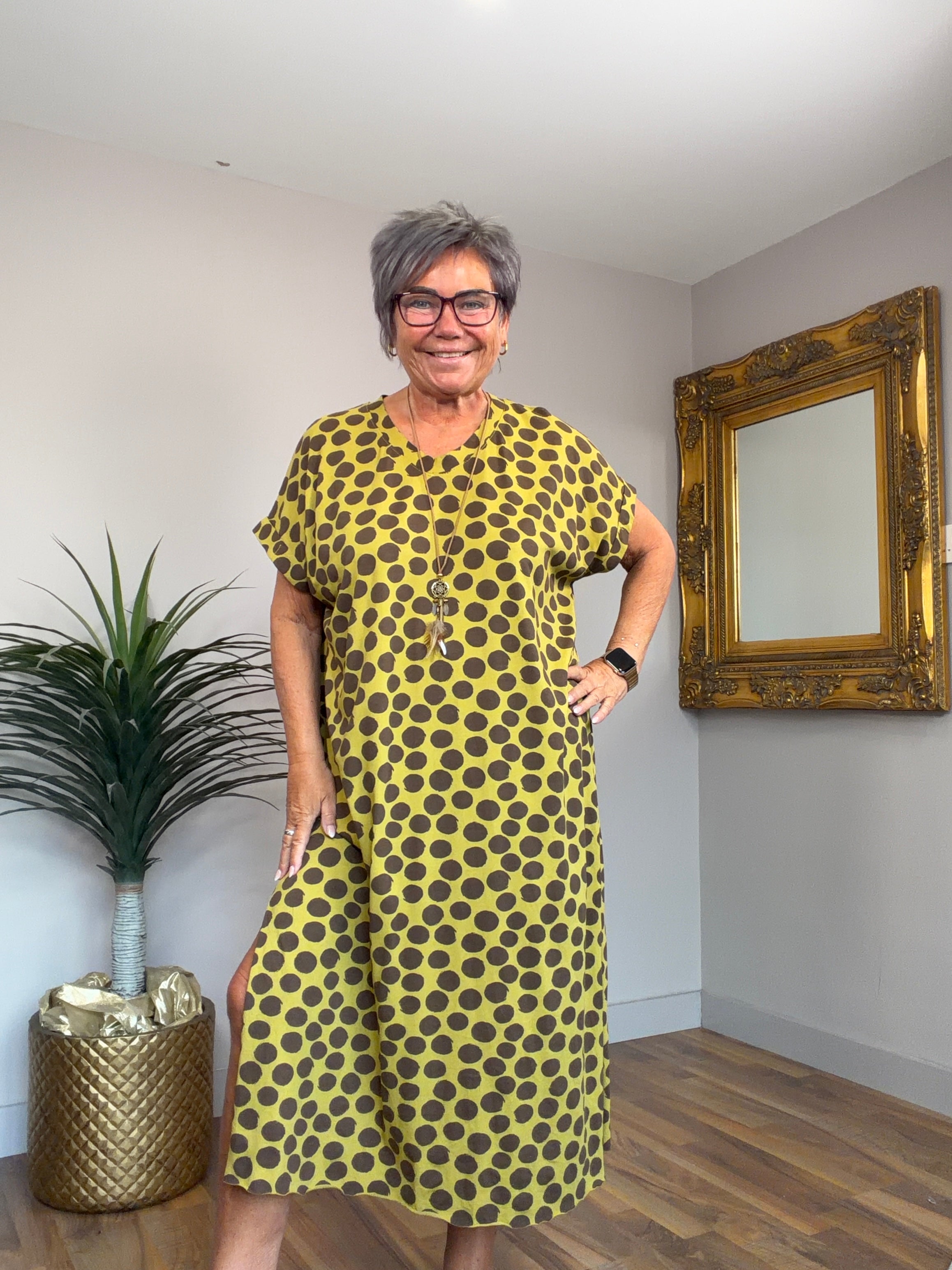 Petra Polka Dot Cotton/Jersey Dress