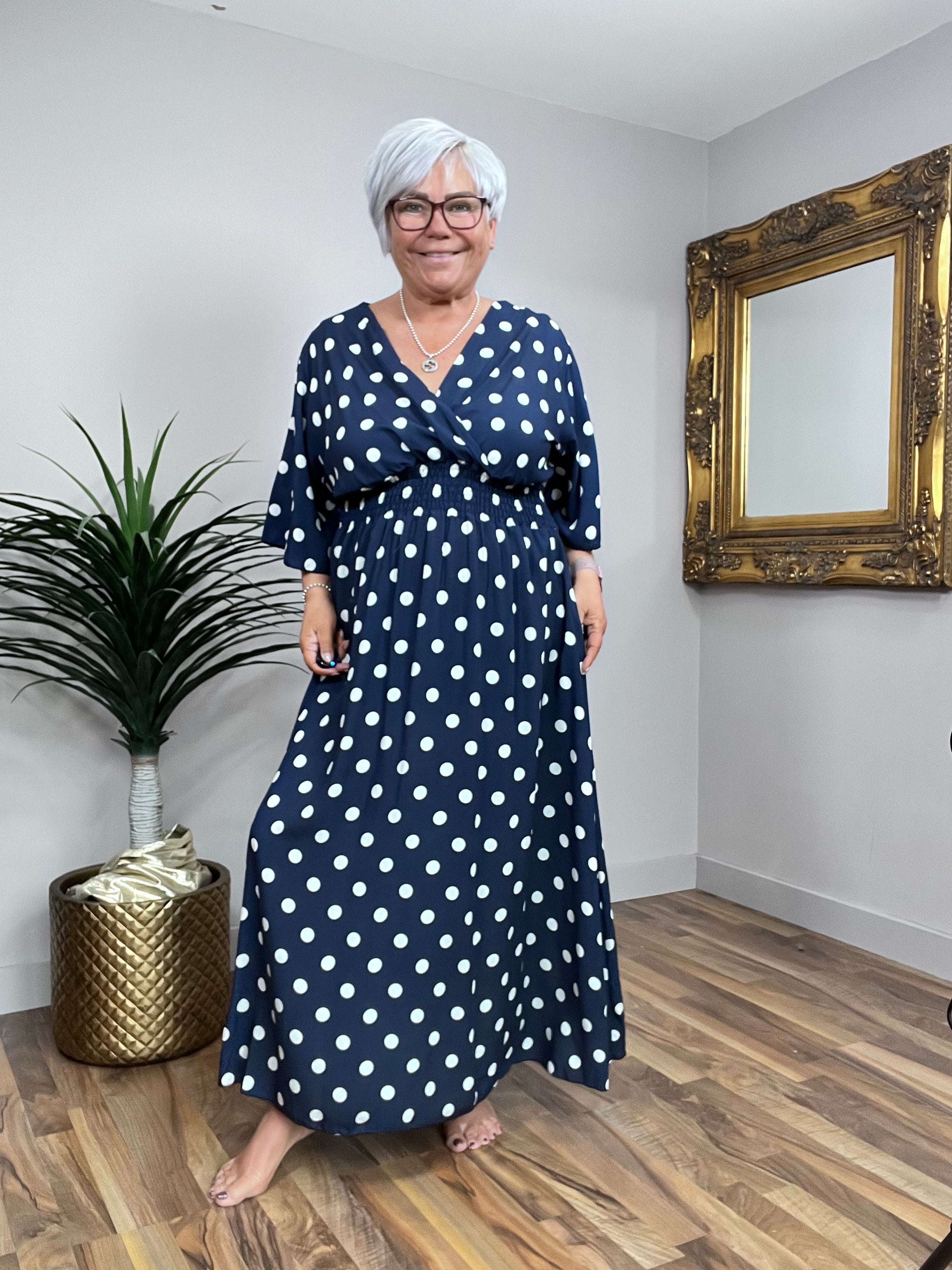 Polka Dot mock wrap Dress