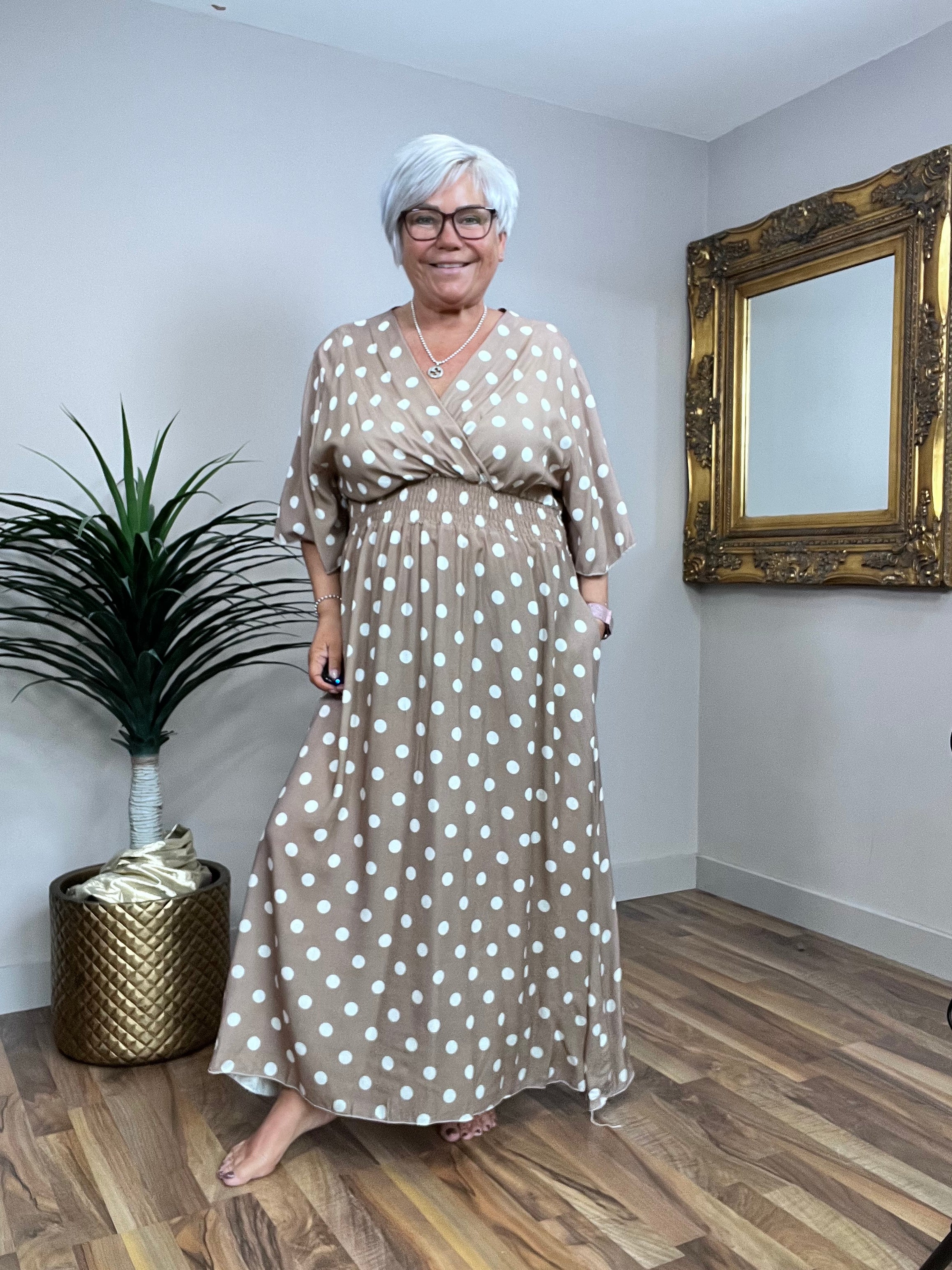 Polka Dot mock wrap Dress