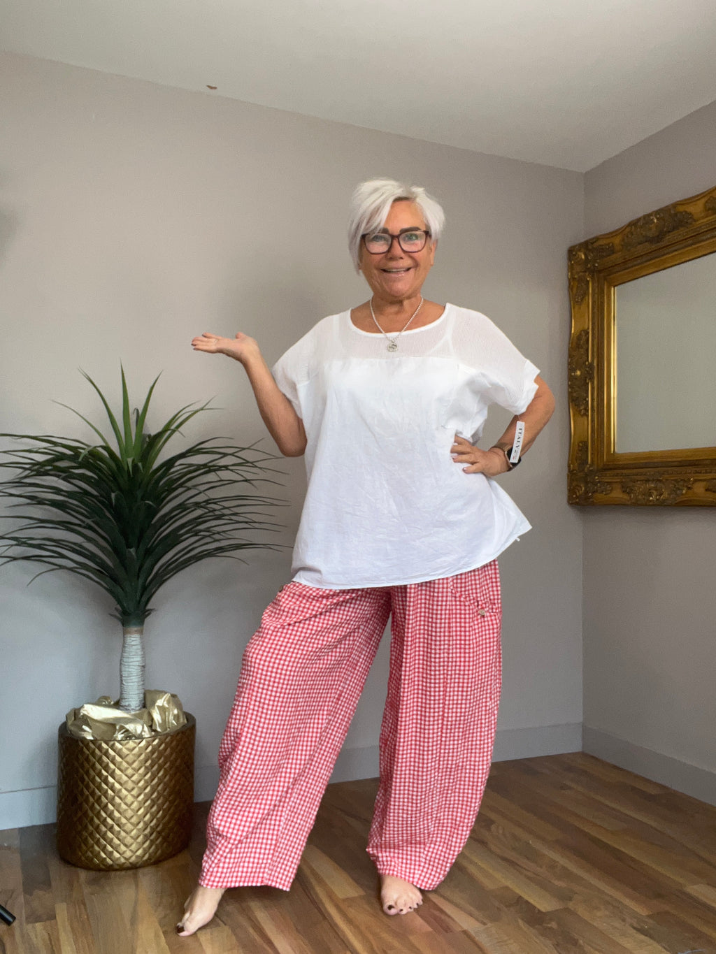 Gingham Cargo Pants