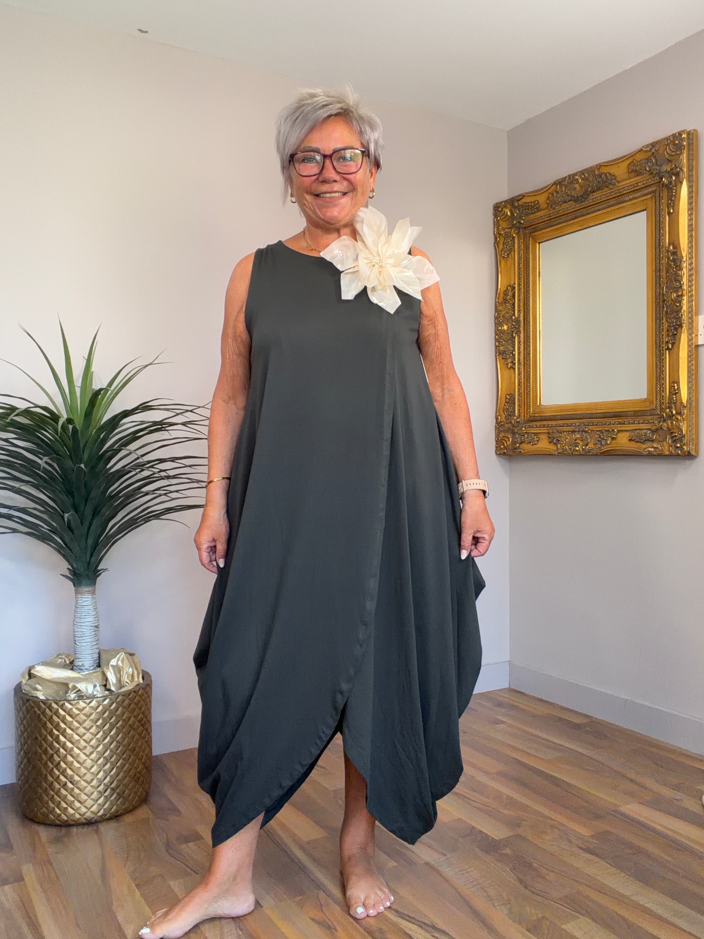 Calista Corsage Crossover Dress
