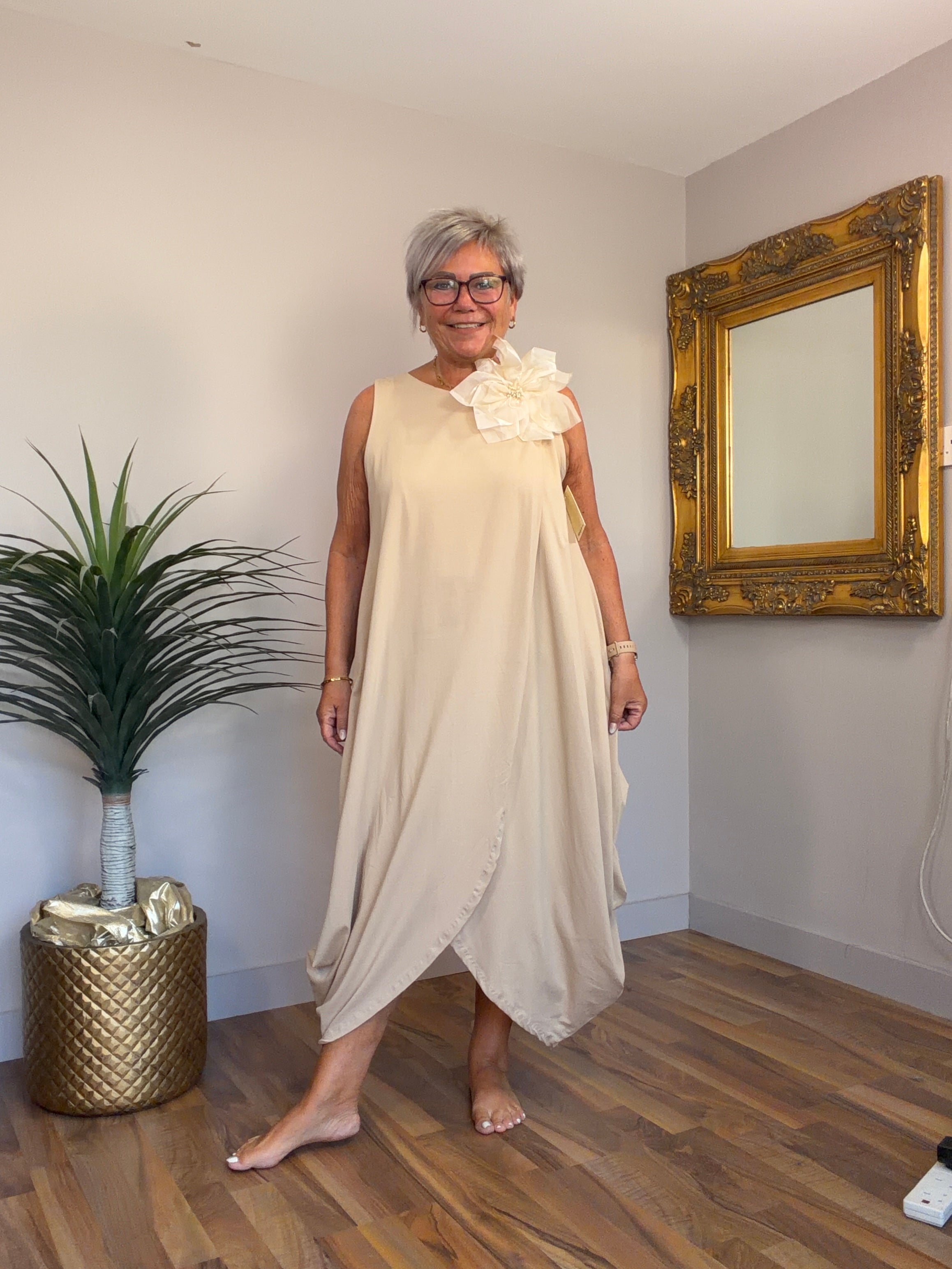 Calista Corsage Crossover Dress