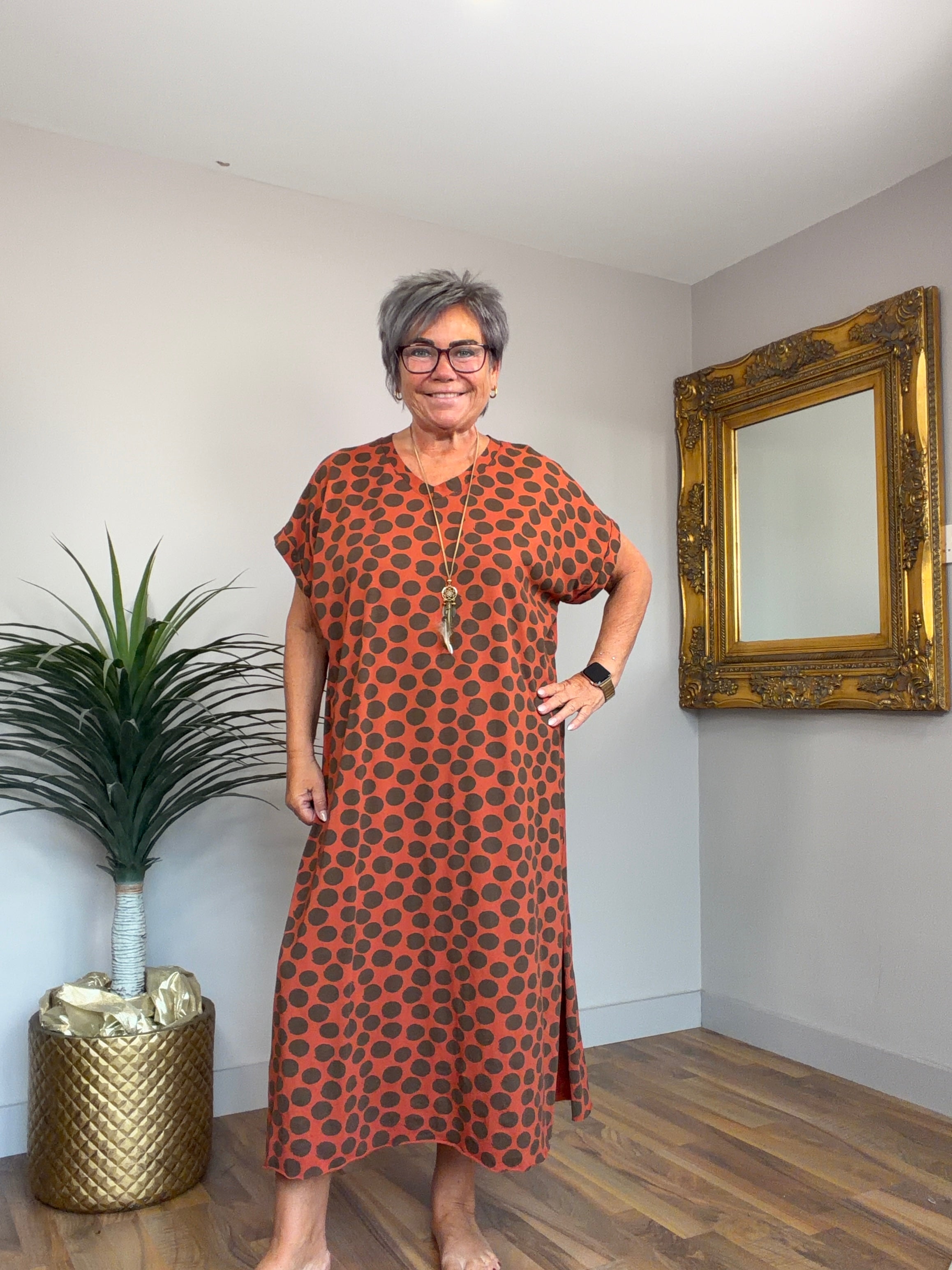 Petra Polka Dot Cotton/Jersey Dress