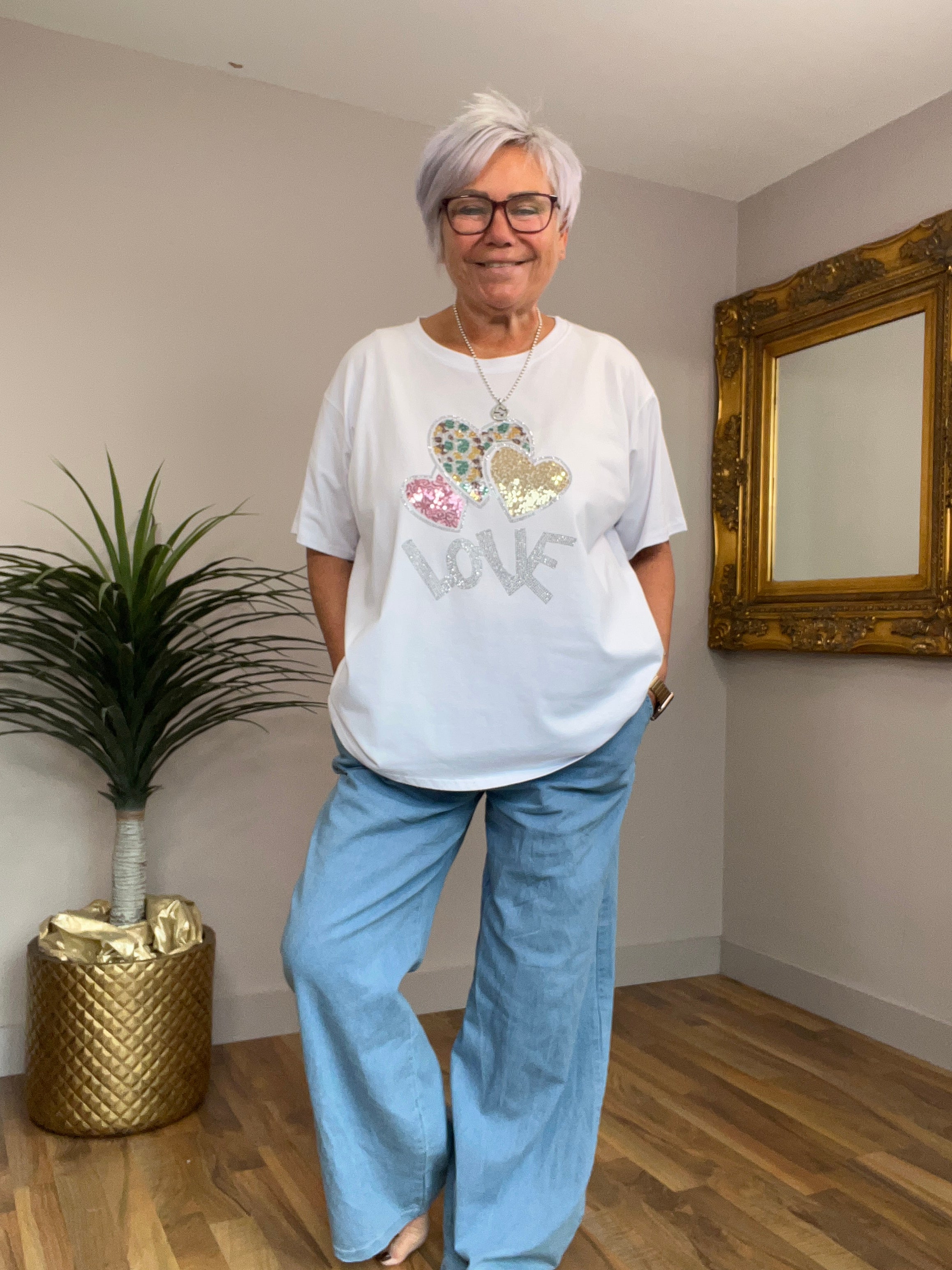 Glitzy Love Heart  T- Shirt