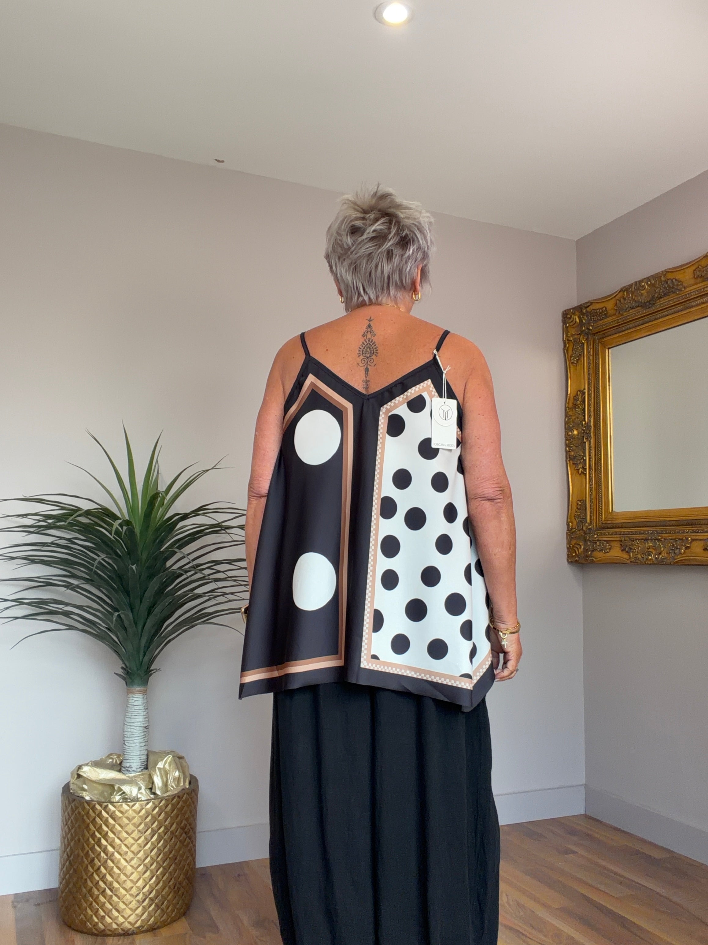 Porscha Silk Mix Polka Dot Vest Top