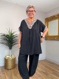 Black Animal Print Top