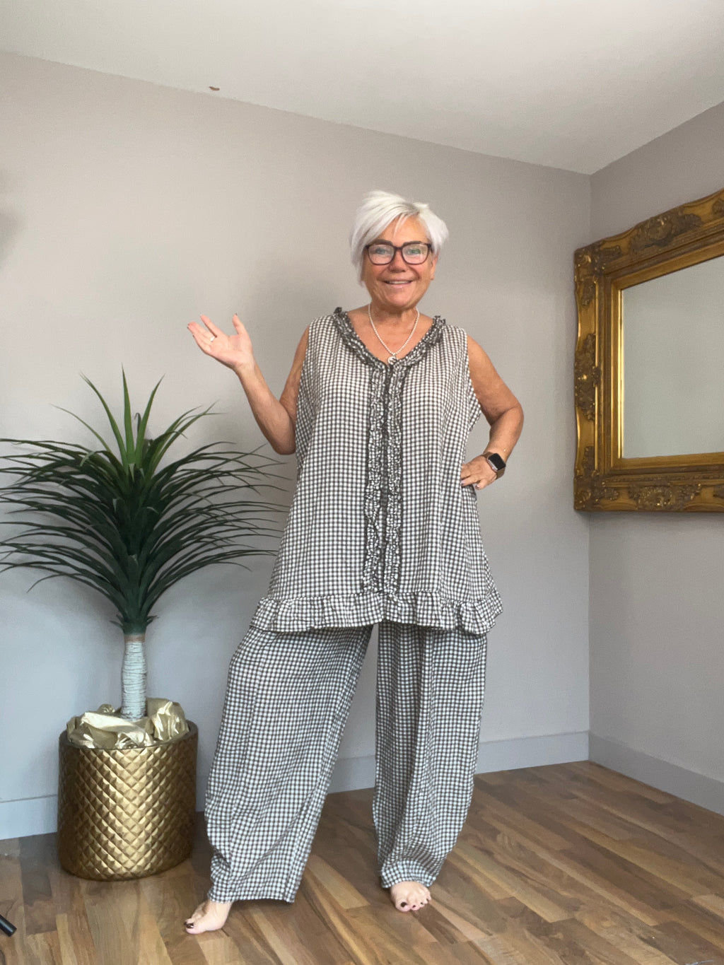 Gingham Cargo Pants