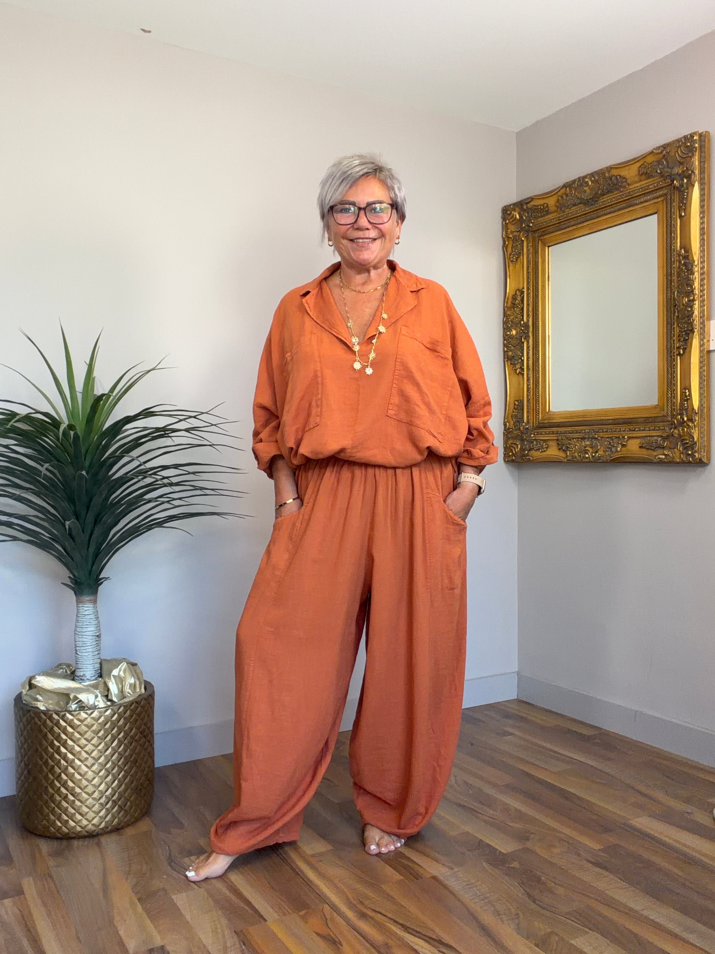 Lucinda Barrel Leg Linen Mix Pants (matching top available)
