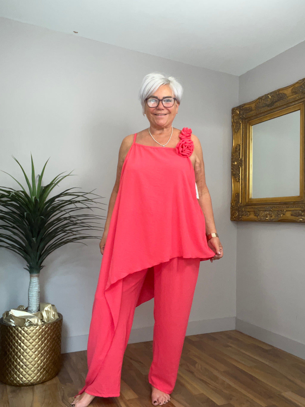 🔥 Sale No Return - Stunning Corsage Asymetric Top (Top Only)