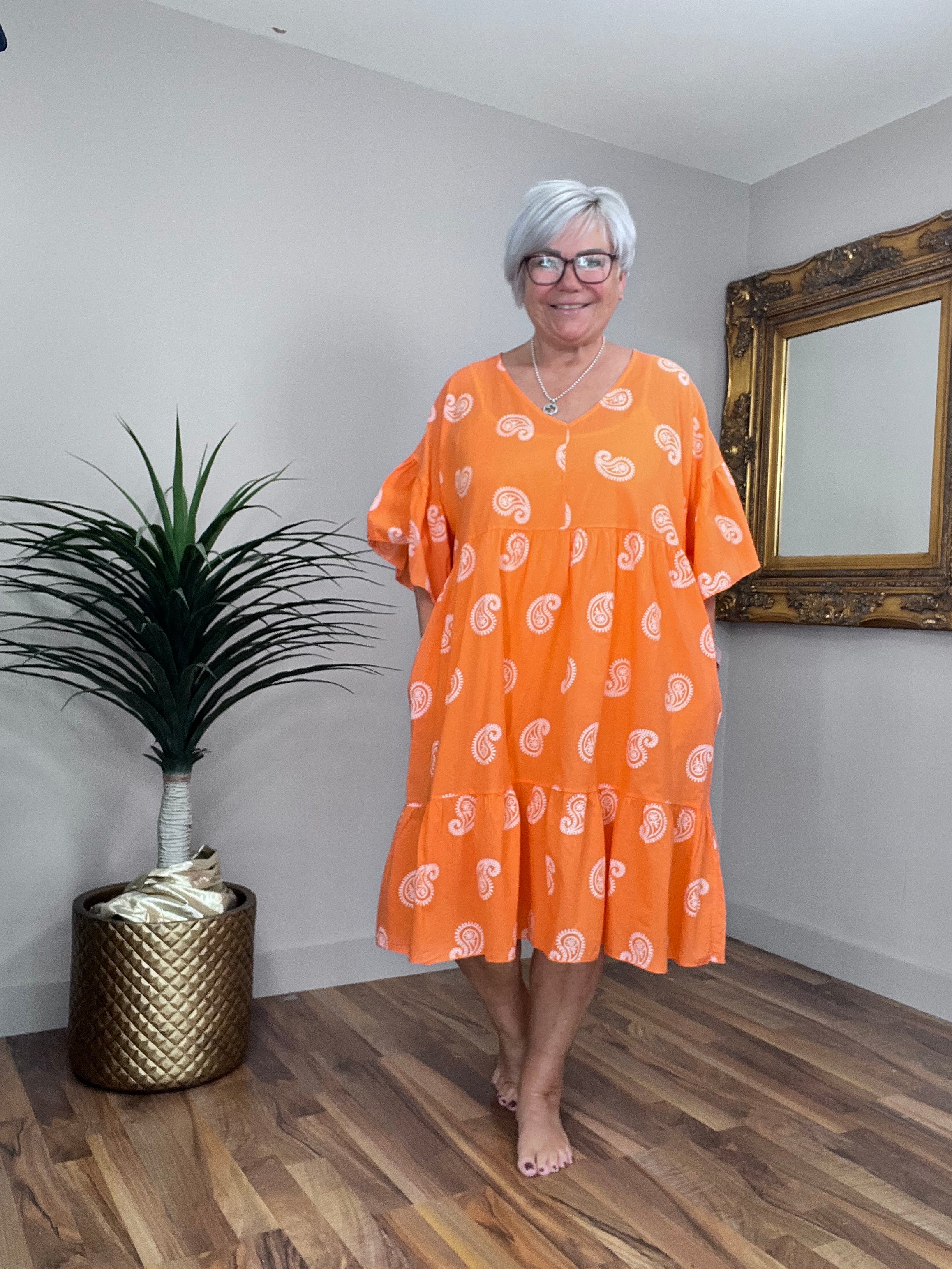 🔥 Sale No Return - Cotton Lightweight Paisley Smock Style Dress/Cover Up