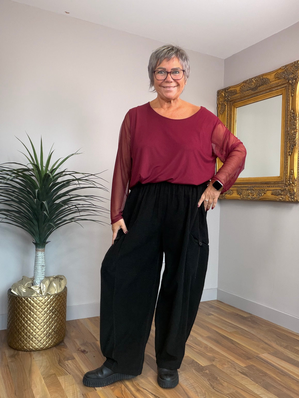 Needlecord Barrel Leg Pants