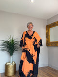 Fly out  Black and Paprika Dress/Kaftan