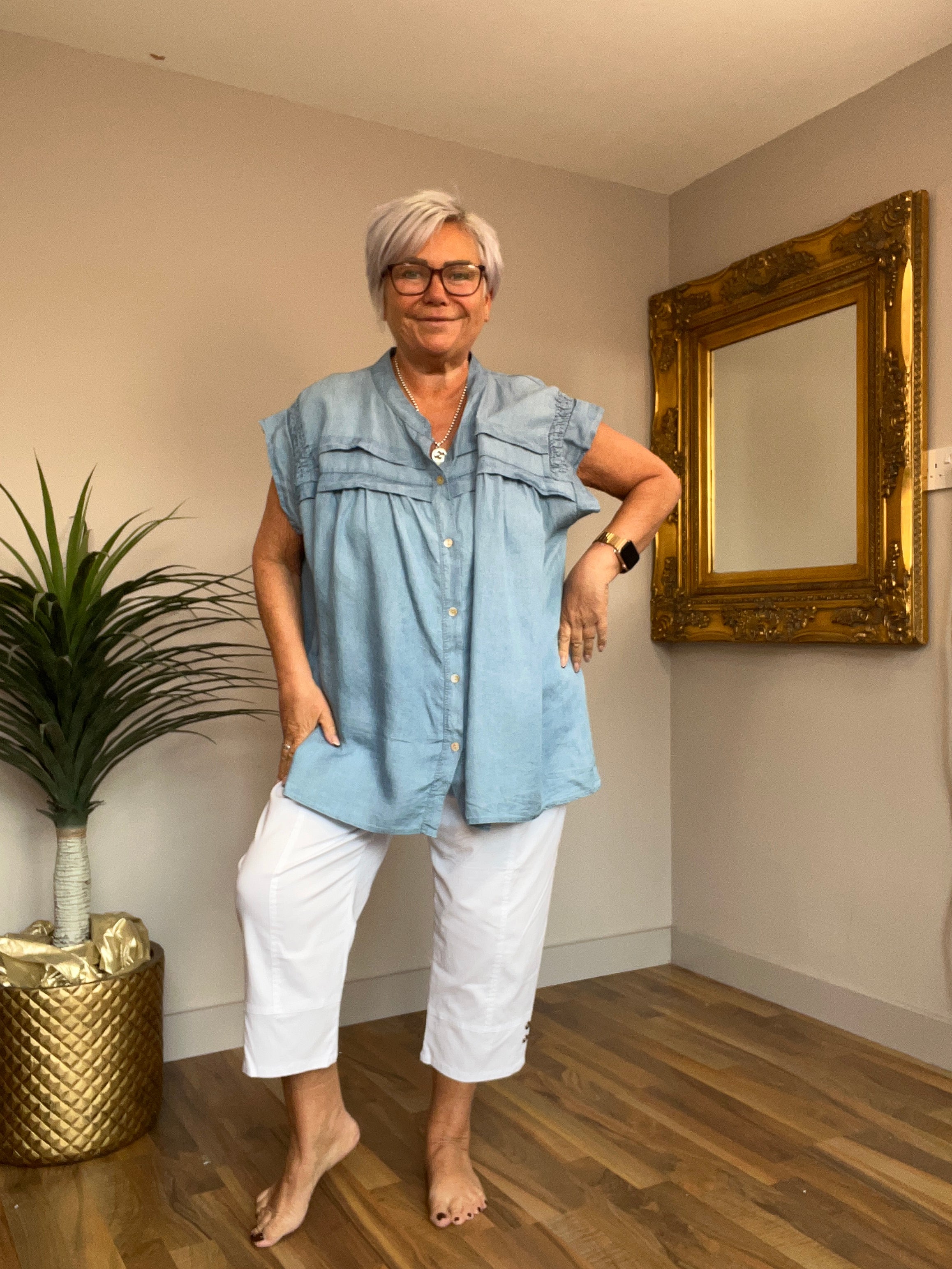 Smock Style Denim Top