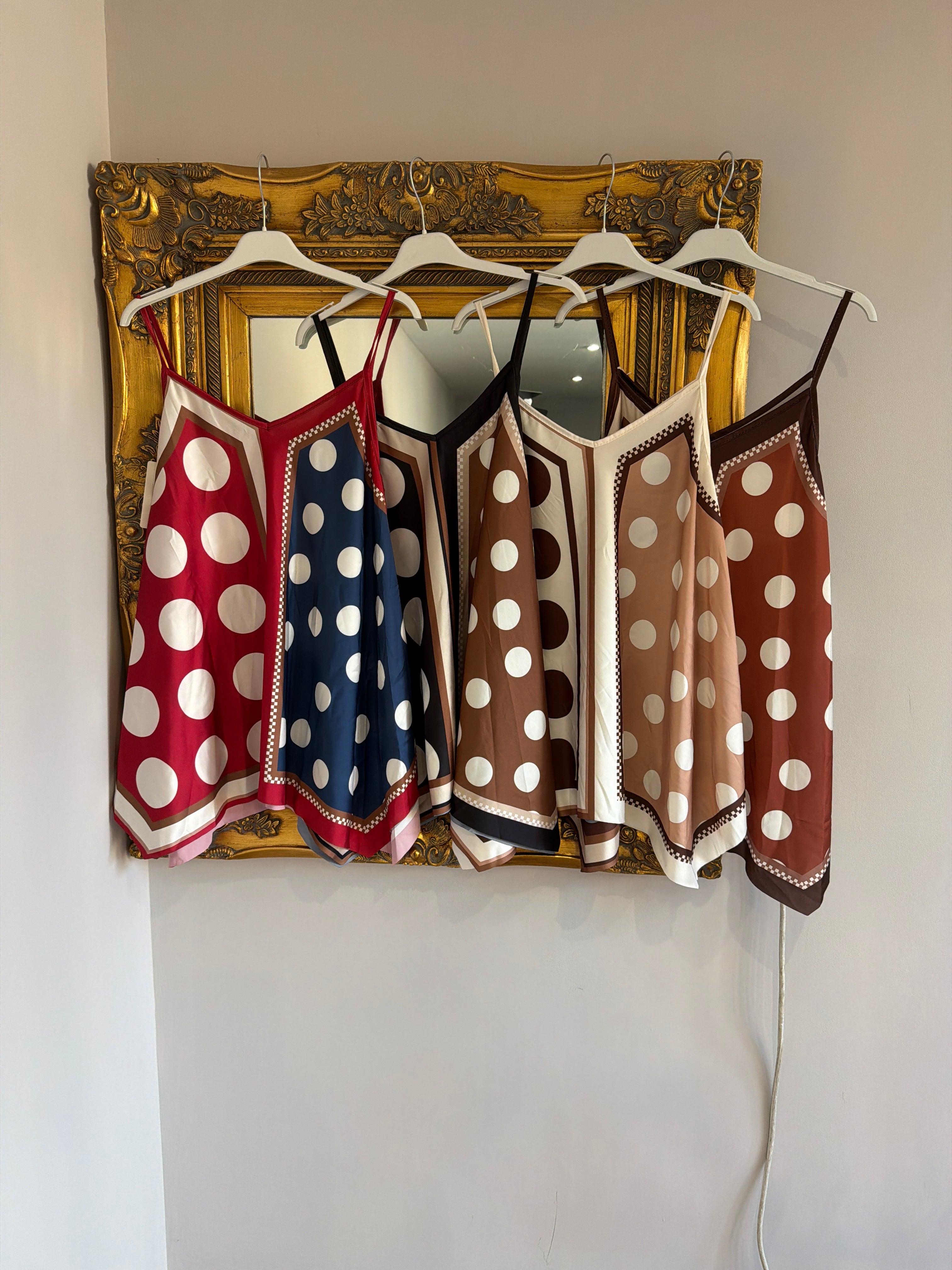 Porscha Silk Mix Polka Dot Vest Top