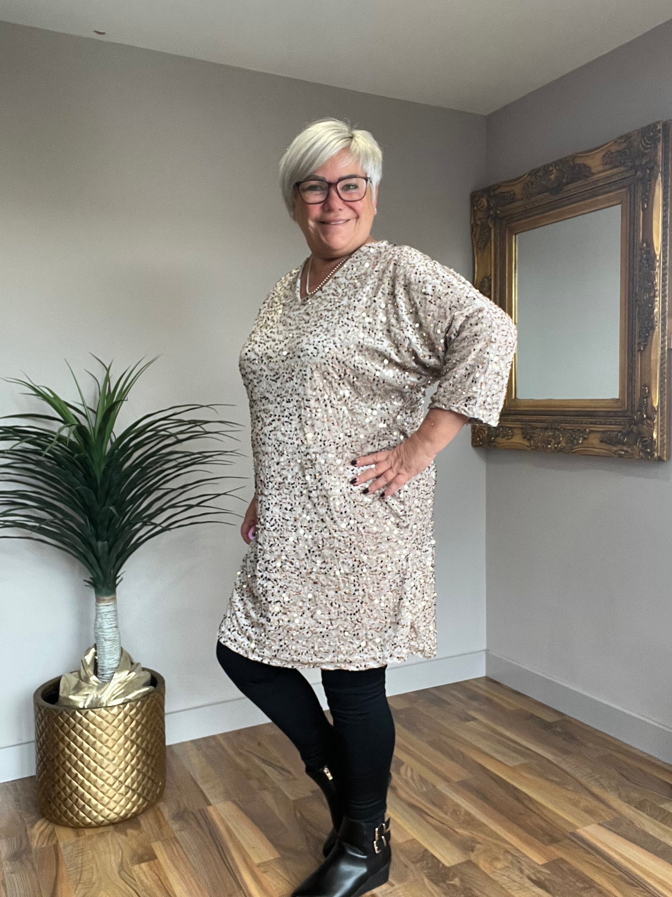 🔥 Sale No Return - Glitz Sequin Tunic Dress