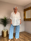 White Flyout Diamonte Embroidered Shirt