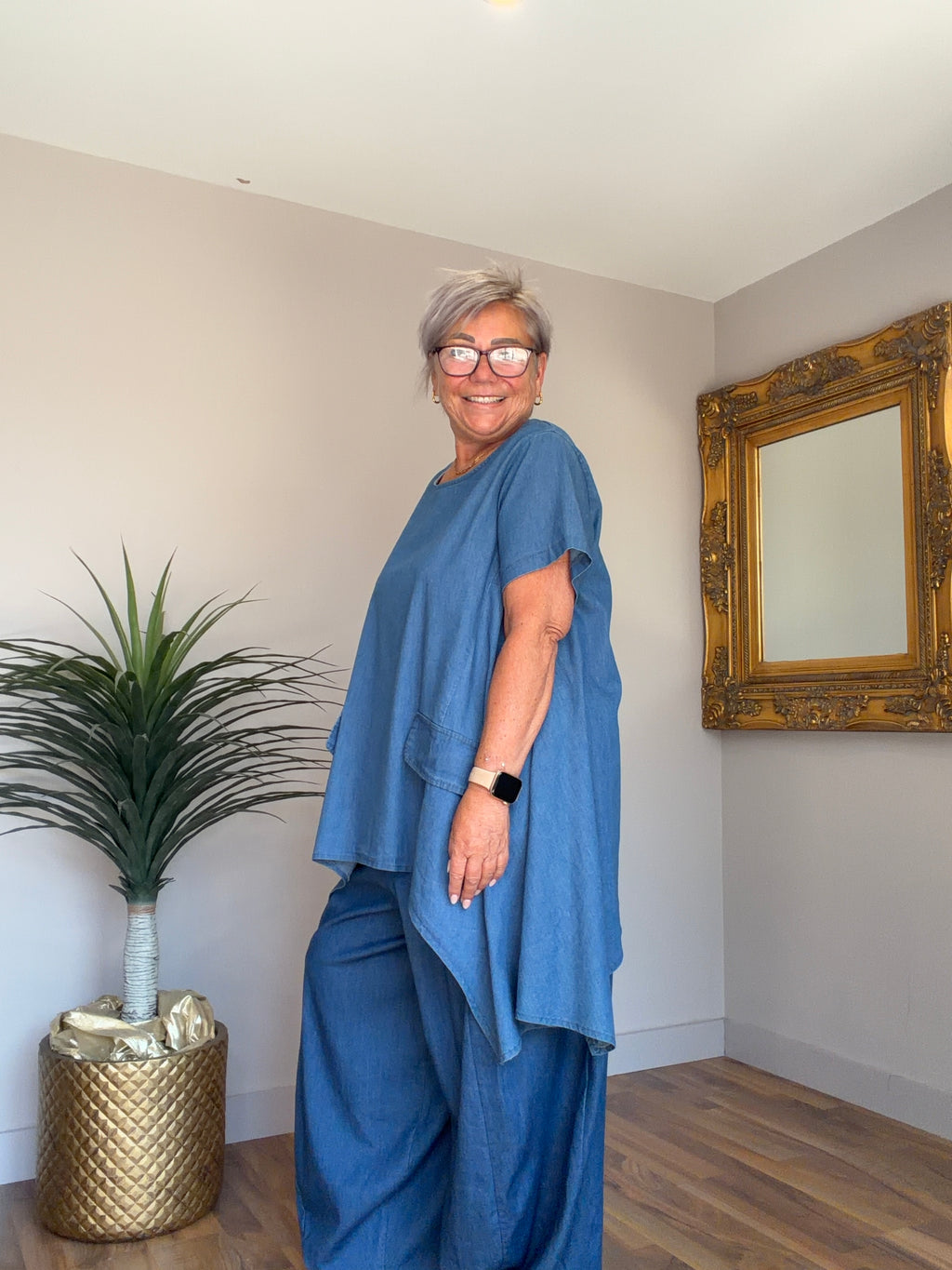 Misha Mid Denim Stretch Top