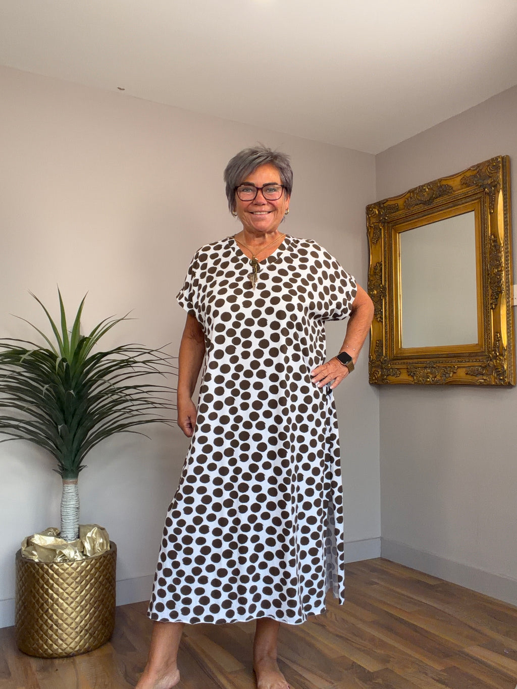 Petra Polka Dot Cotton/Jersey Dress